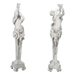 Pair of Outdoor Iron Female Figure Statuaries