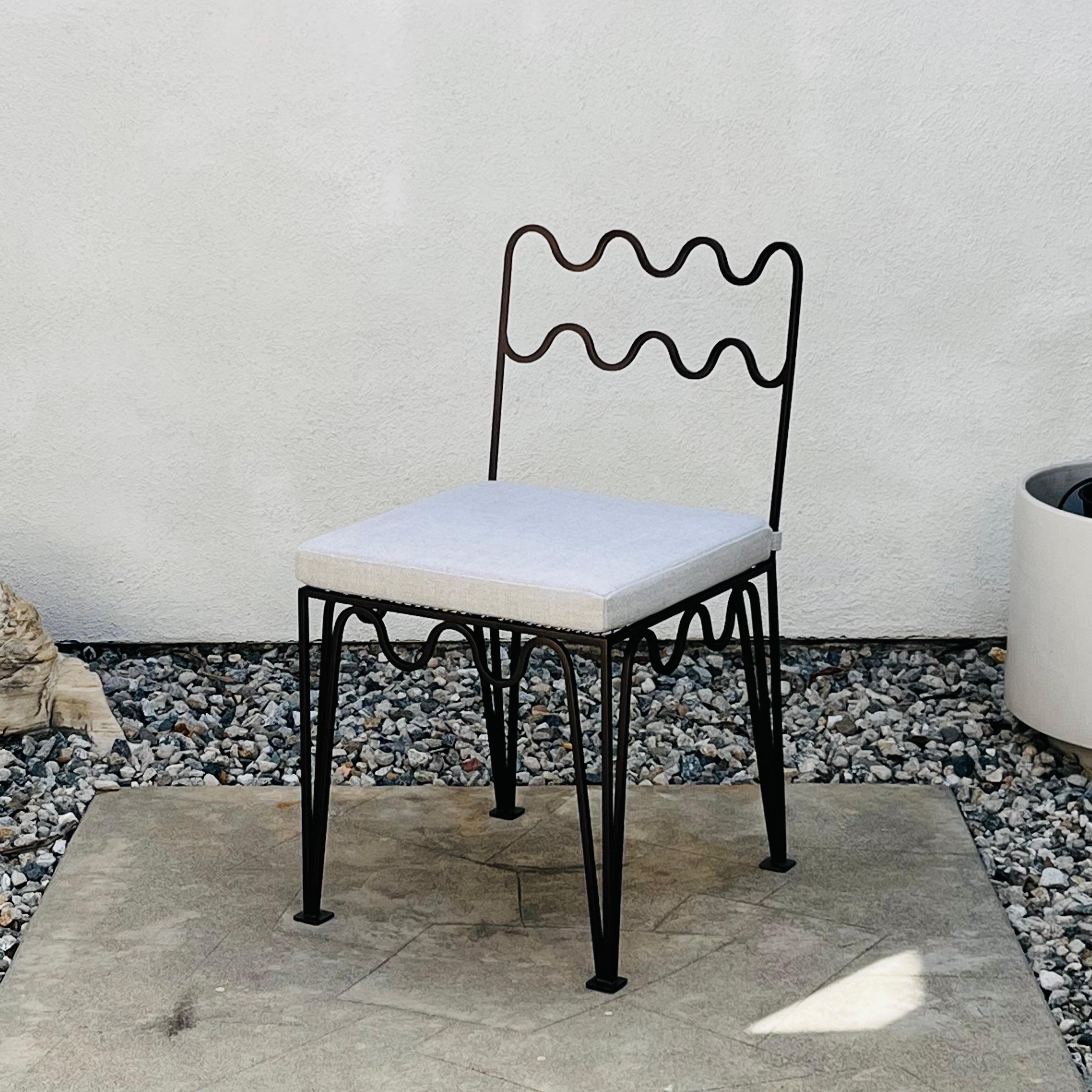 Modern Pair of Outdoor Méandre Dark Bronze Chairs by Design Frères For Sale