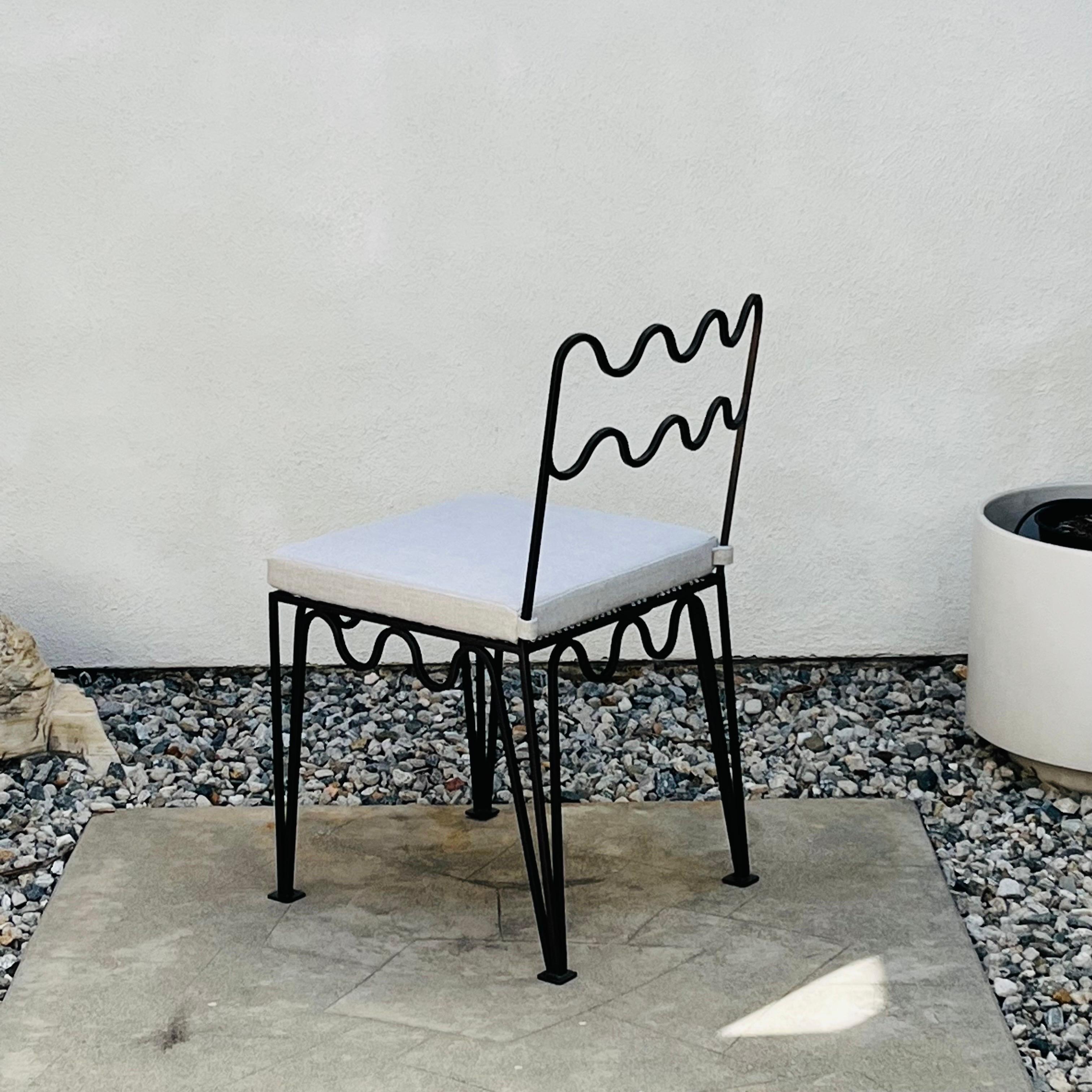 Powder-Coated Pair of Outdoor Méandre Dark Bronze Chairs by Design Frères For Sale