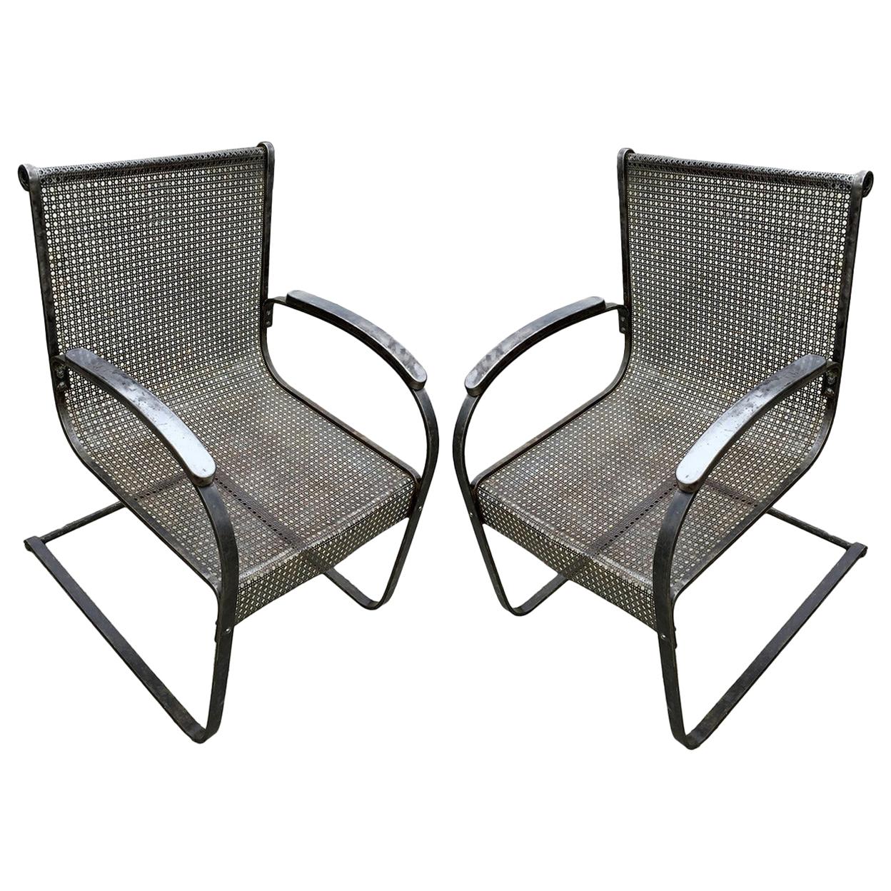 Pair of Outdoor Metal Armchairs