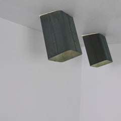Pair of Outdoor Patinated Copper Ceiling / Wall Lamps, Finland 1950s