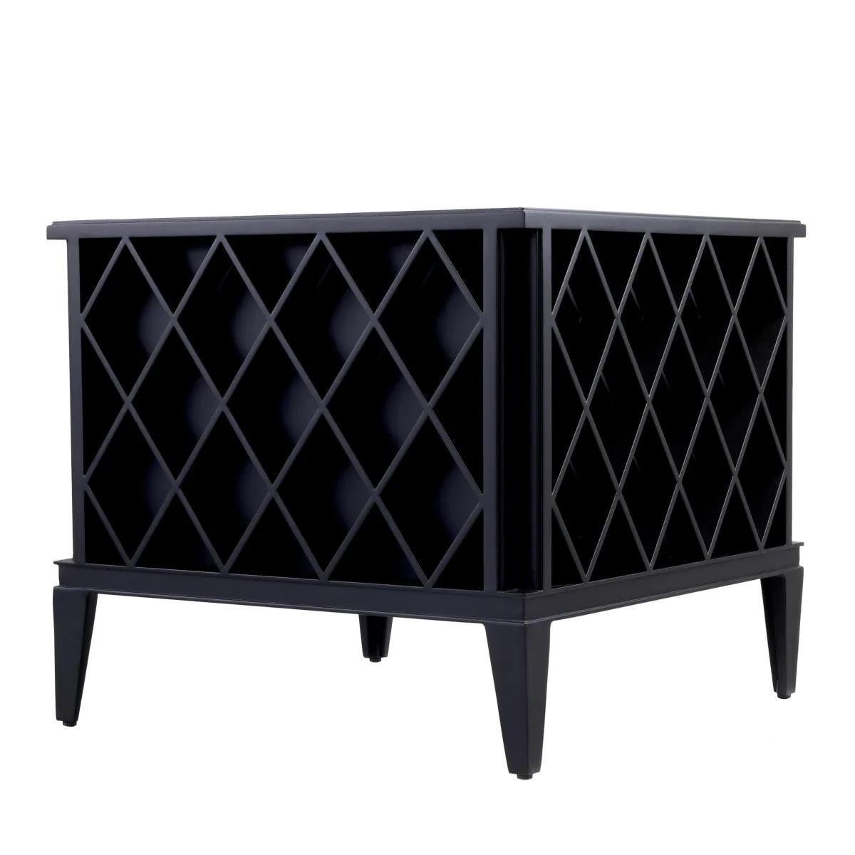 Contemporary Pair of Outdoor Planters, Black Painted Metal, Modern Design. For Sale