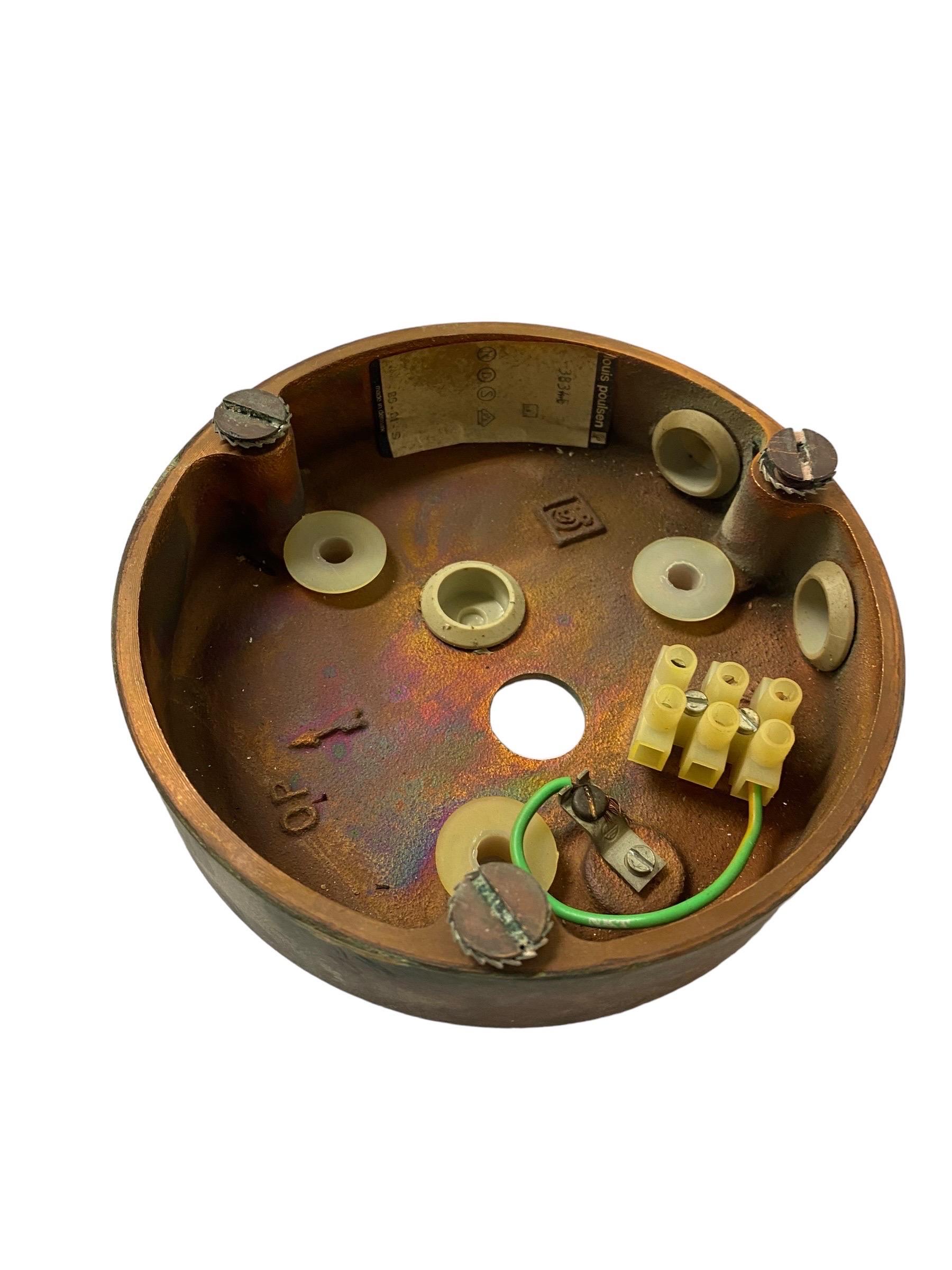 Pair of Outdoor Poul Henningsen Copper Wall Lamps, Louis Poulsen, Amazing Patina For Sale 5