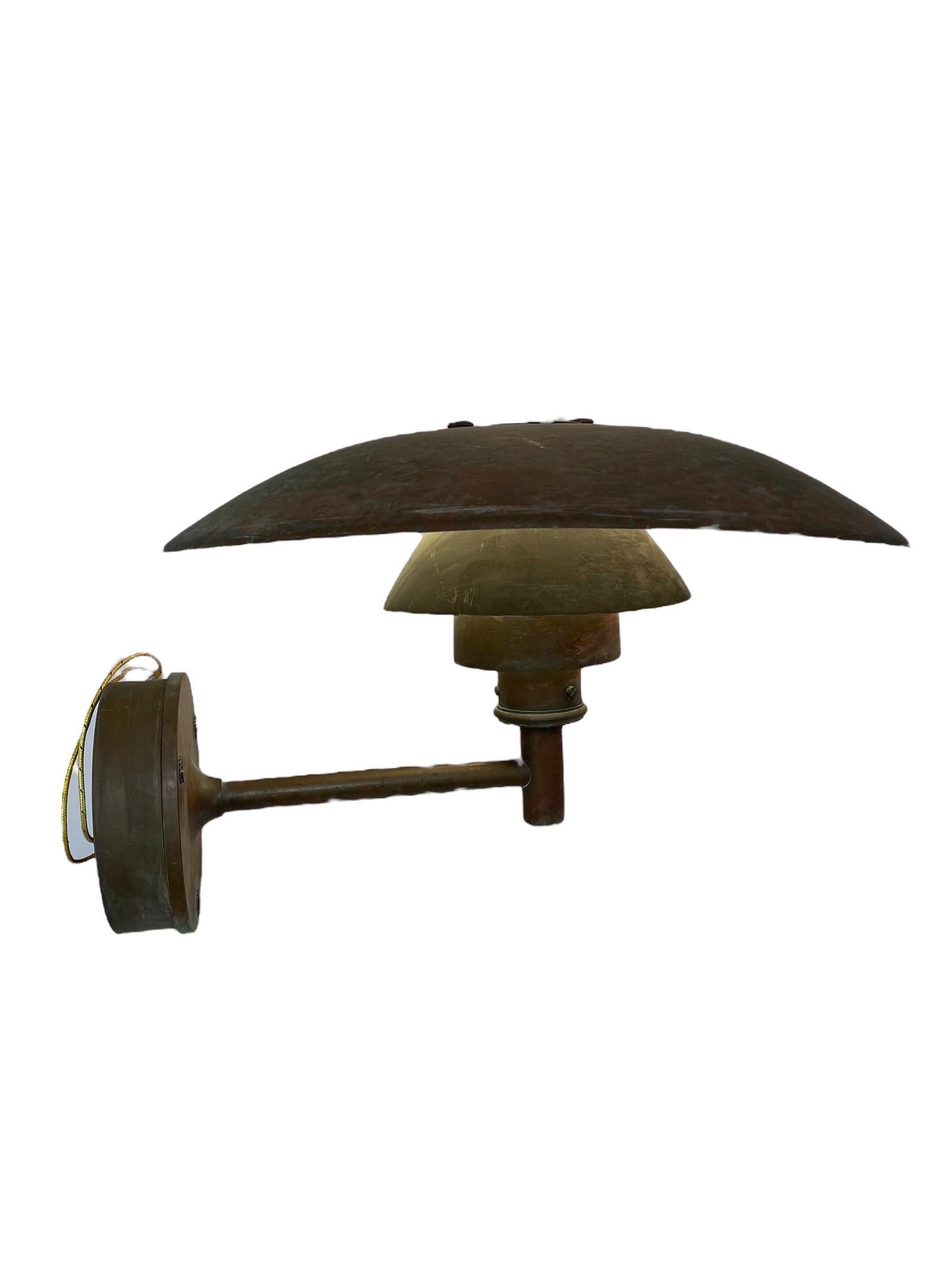 Danish Pair of Outdoor Poul Henningsen Copper Wall Lamps, Louis Poulsen, Amazing Patina For Sale