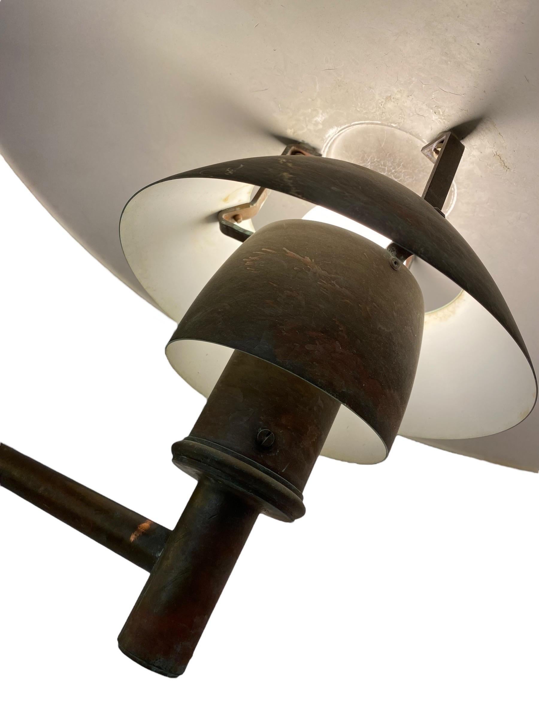 Pair of Outdoor Poul Henningsen Copper Wall Lamps, Louis Poulsen, Amazing Patina For Sale 1