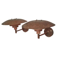 Paire d'appliques d'extérieur en cuivre Poul Henningsen, Louis Poulsen, Patina étonnante