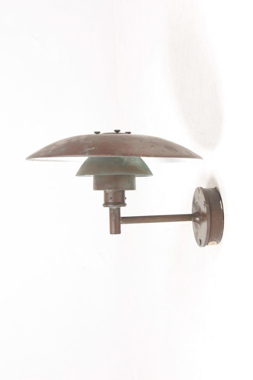 Danish Pair of Outdoor Wall Lamps in Patinated Copper by Poul Henningsen, 1960s
