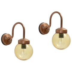 Pair of Outdoor Wall Lights in Copper by Gnosjö Konstsmide AB, Sweden, 1970s