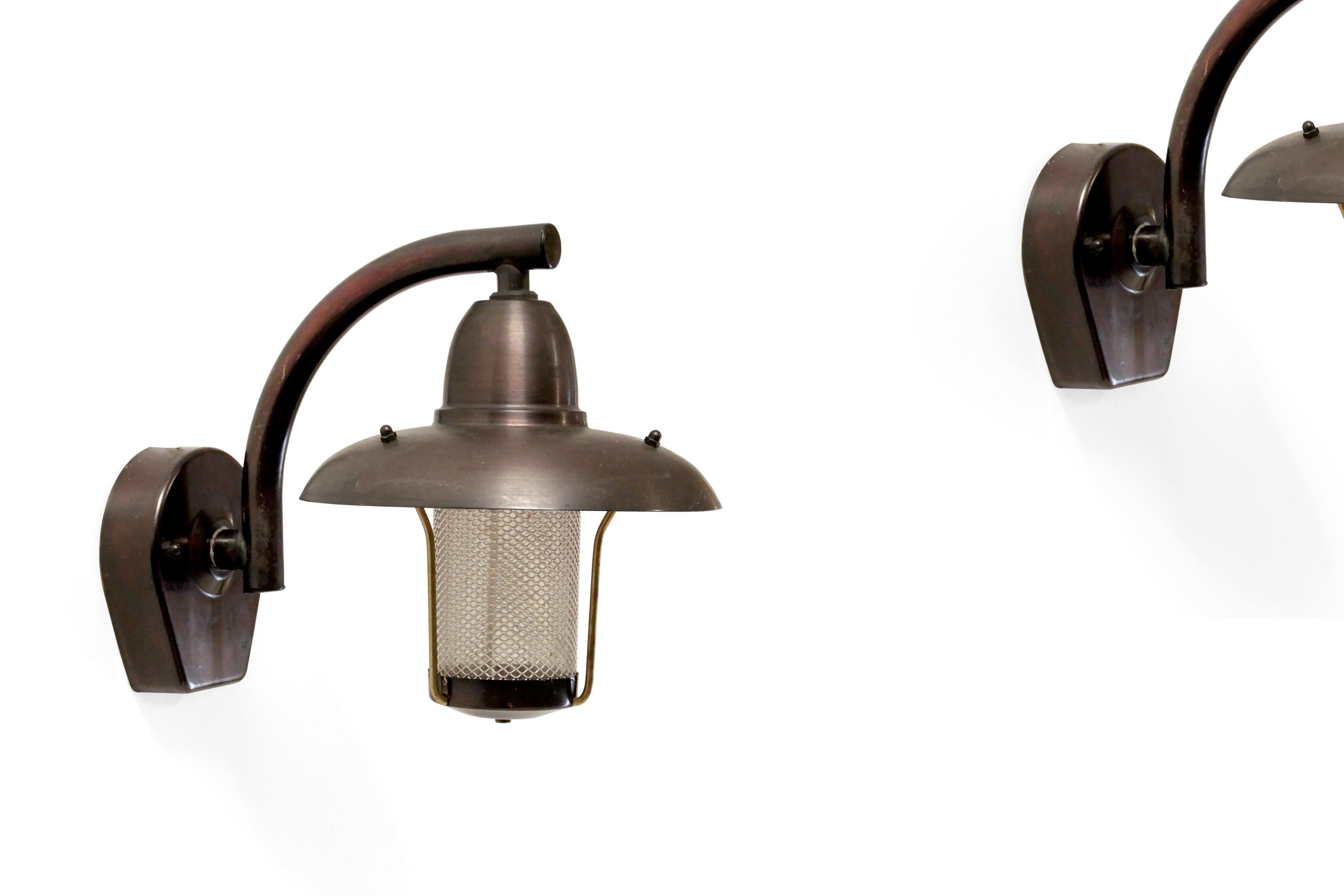 Swedish Pair of Outdoor Wall Lights in Copper by Westal, 1980s