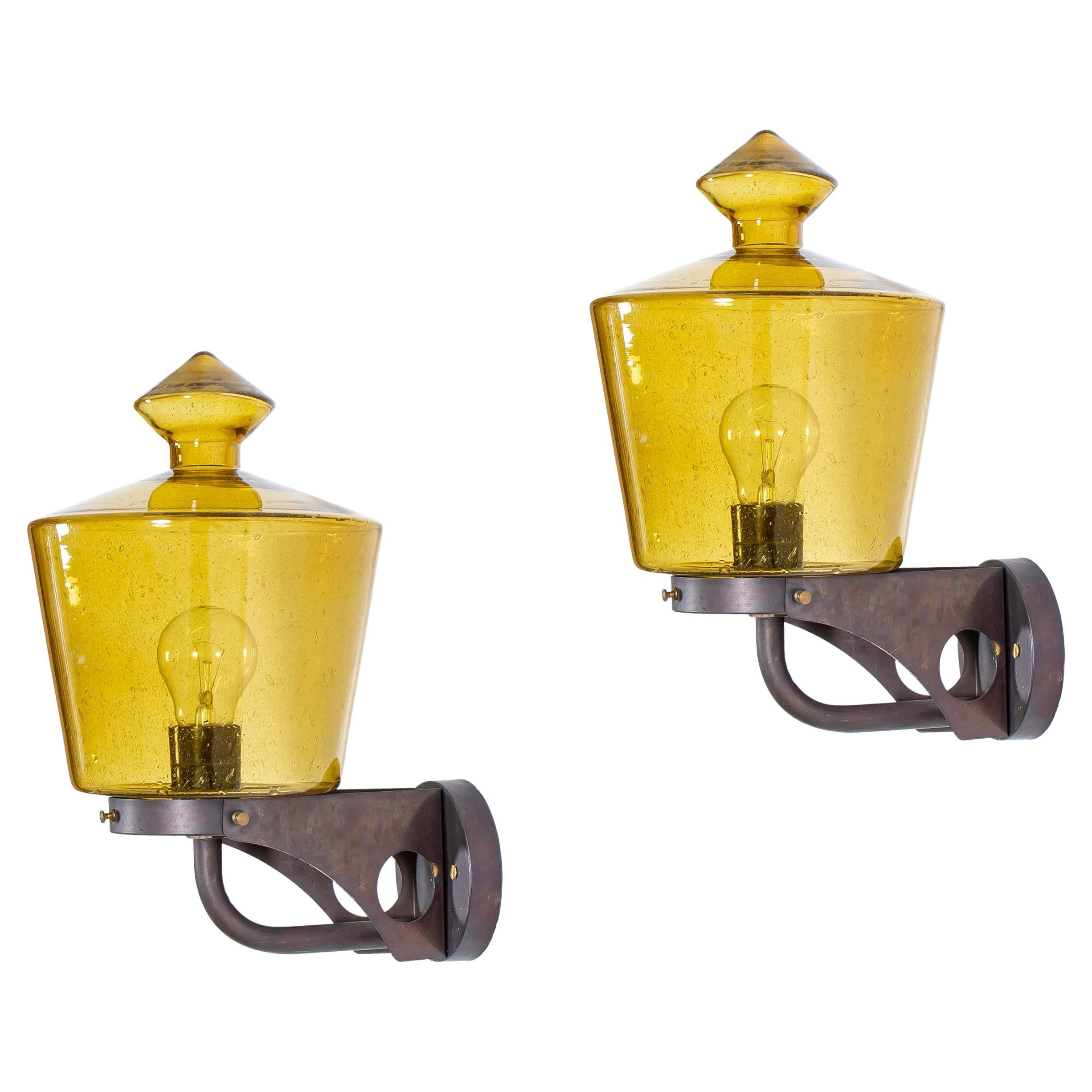 Pair of Outdoor Wall Lights in Copper, Norway, 1960s For Sale