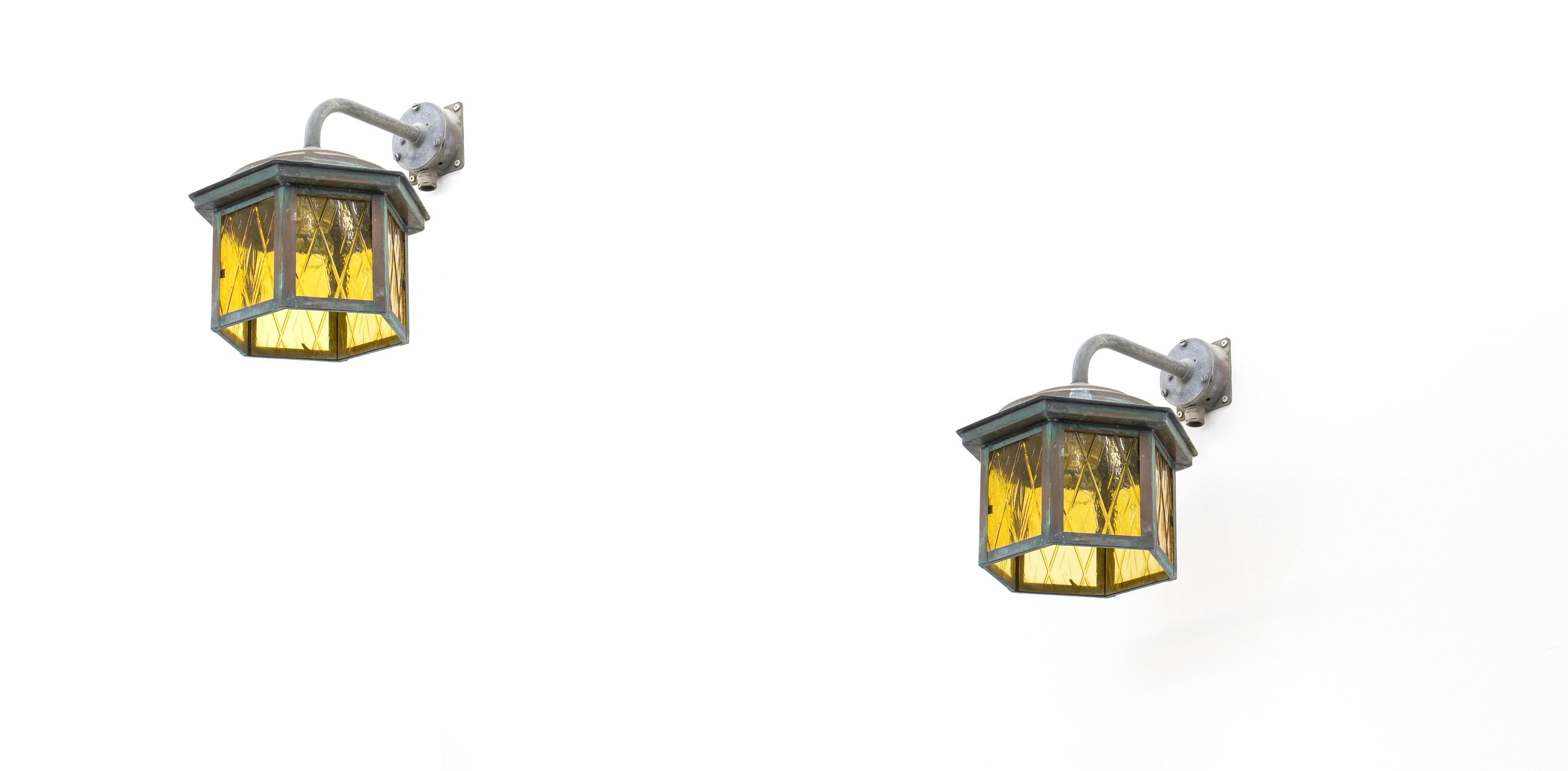 Mid-Century Modern Pair of Outdoor Wall Lights in Copper, Norway, 1970s