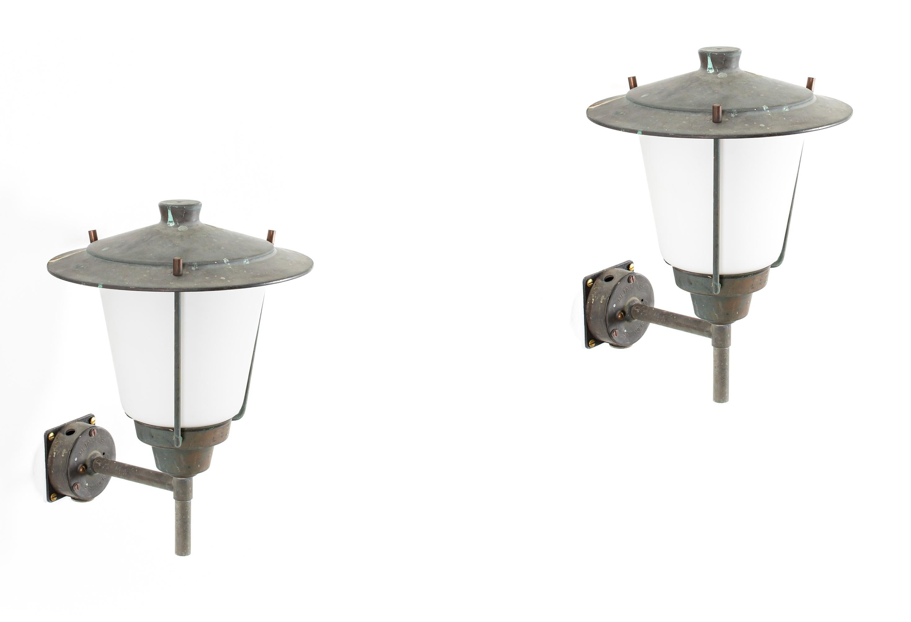 Pair of Outdoor Wall Lights, Norway, 1960s For Sale 2