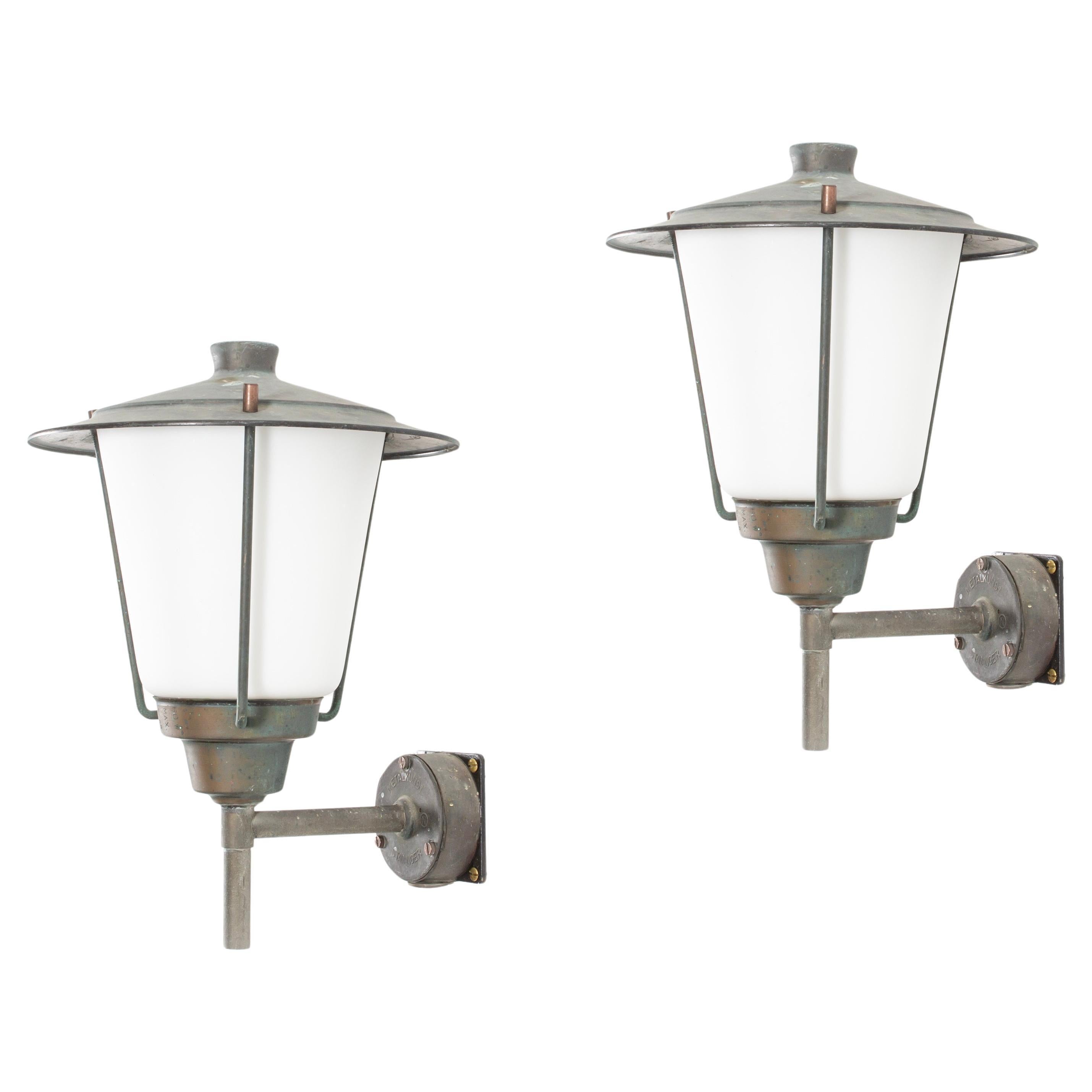 Pair of Outdoor Wall Lights, Norway, 1960s For Sale