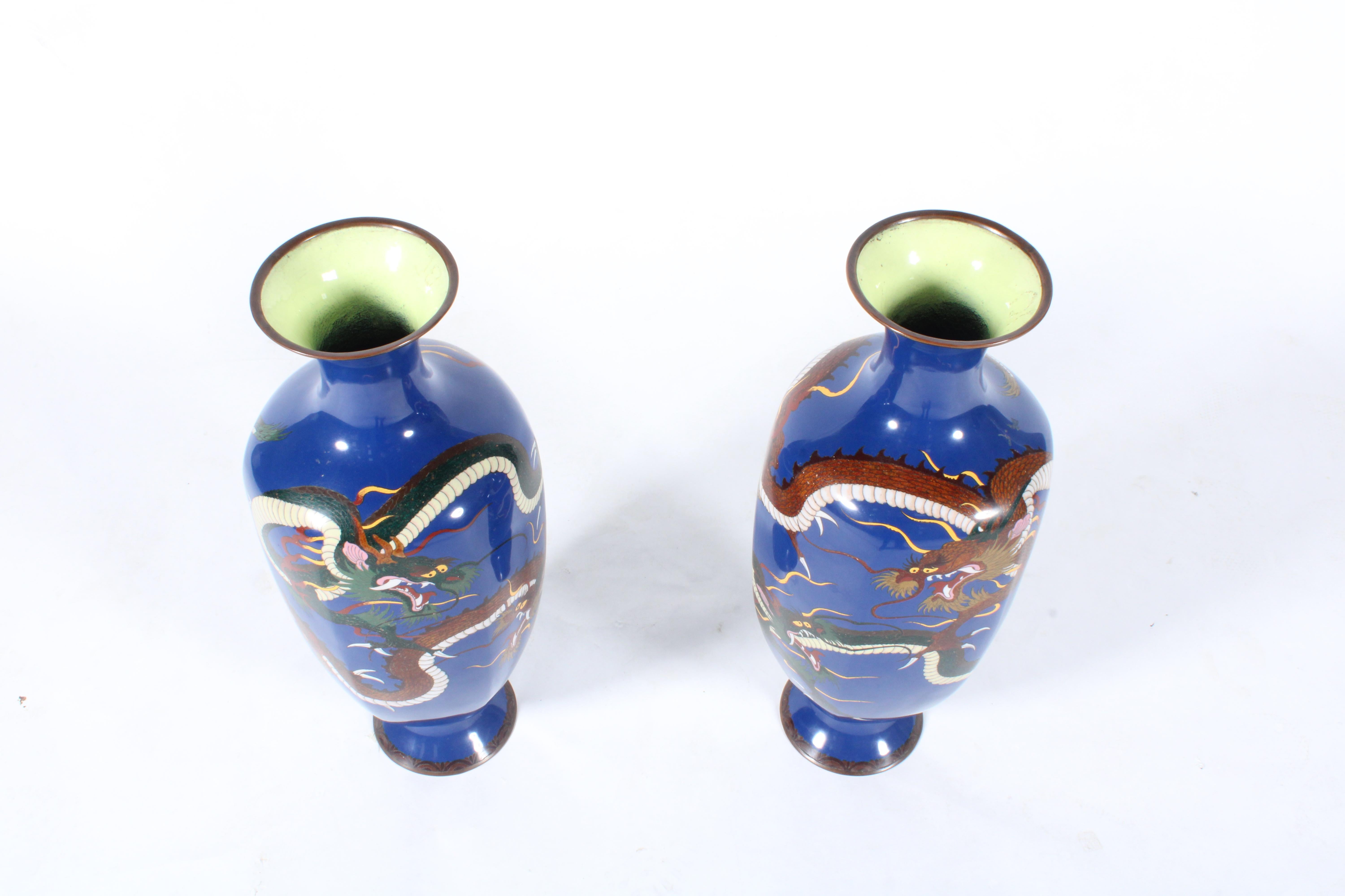 20th Century Pair of outstanding decorative mid century Japenese vases *Free Global Delivery
