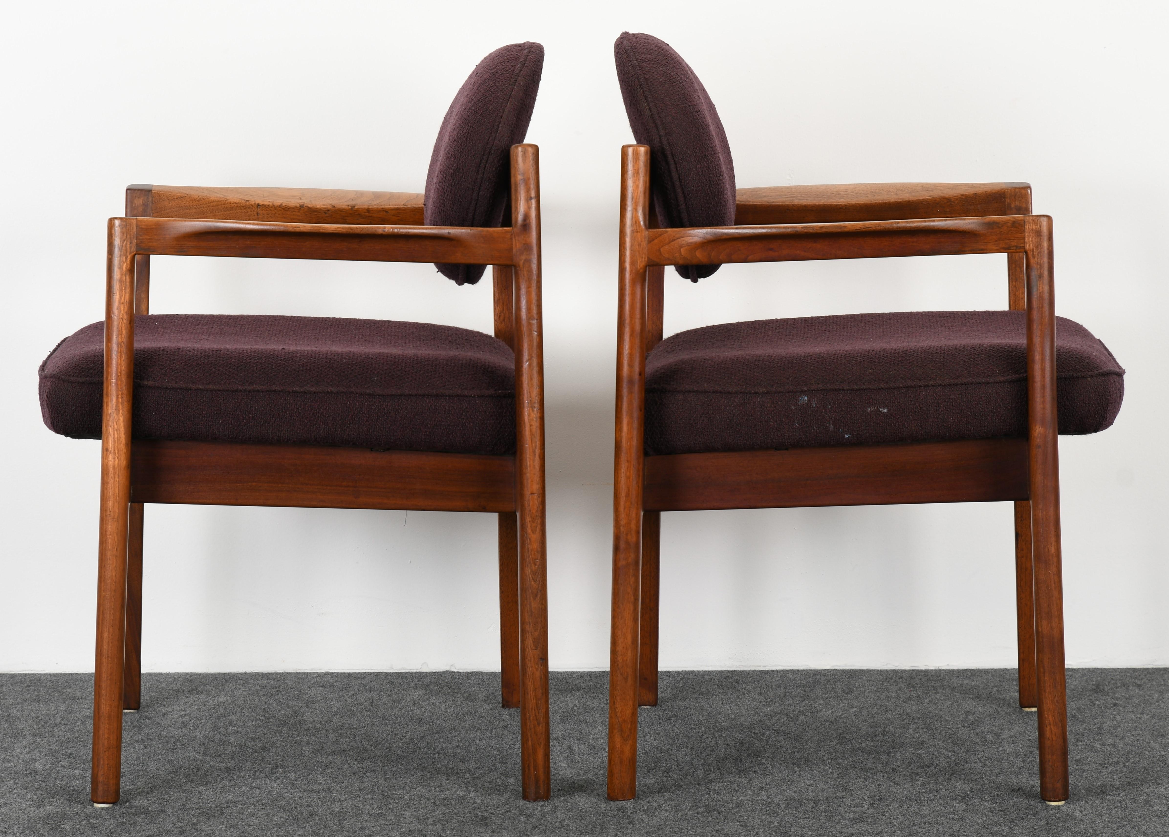 Upholstery Pair of Oval Back Armchairs by Jens Risom, 1960s