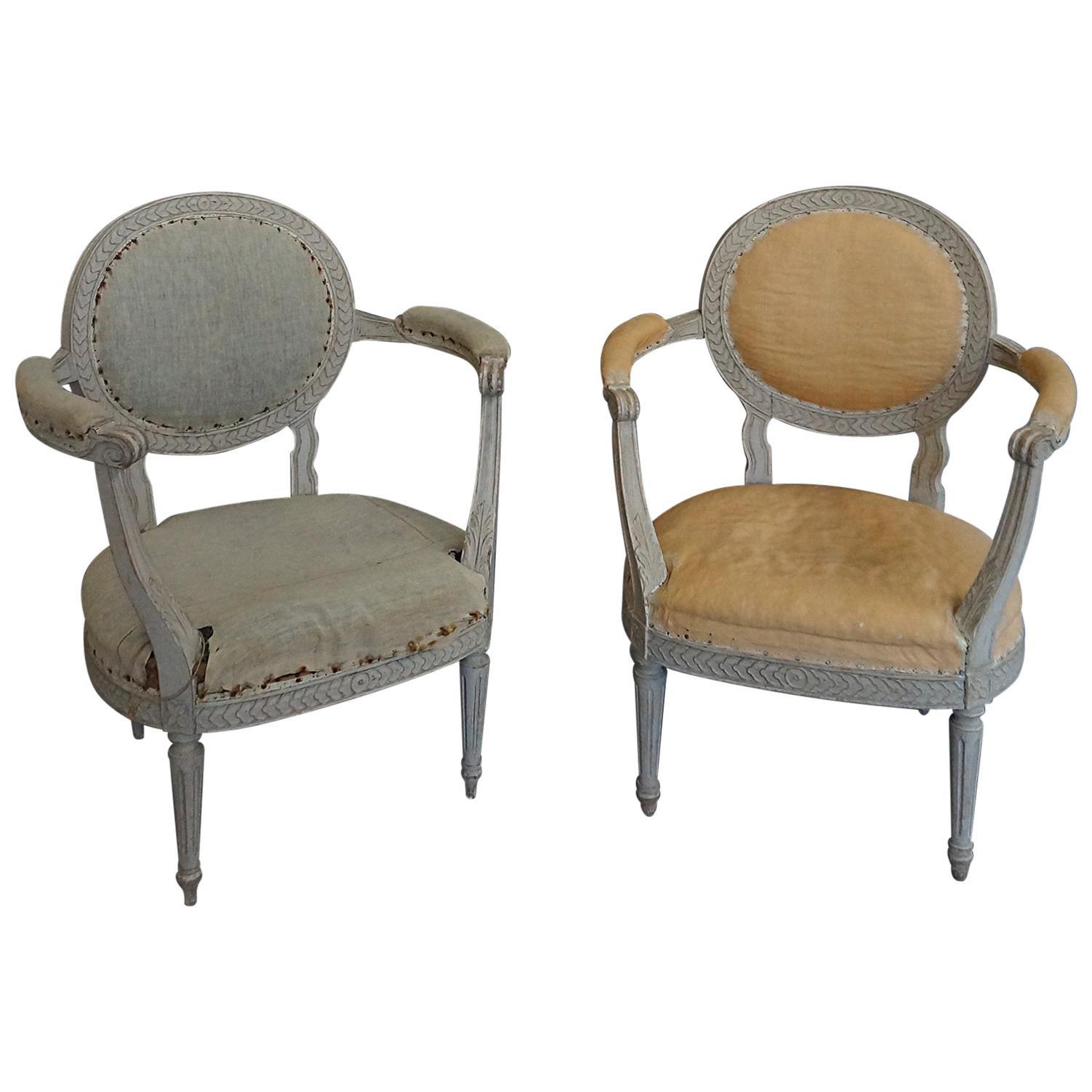 Pair of Oval Backed Swedish Armchairs For Sale