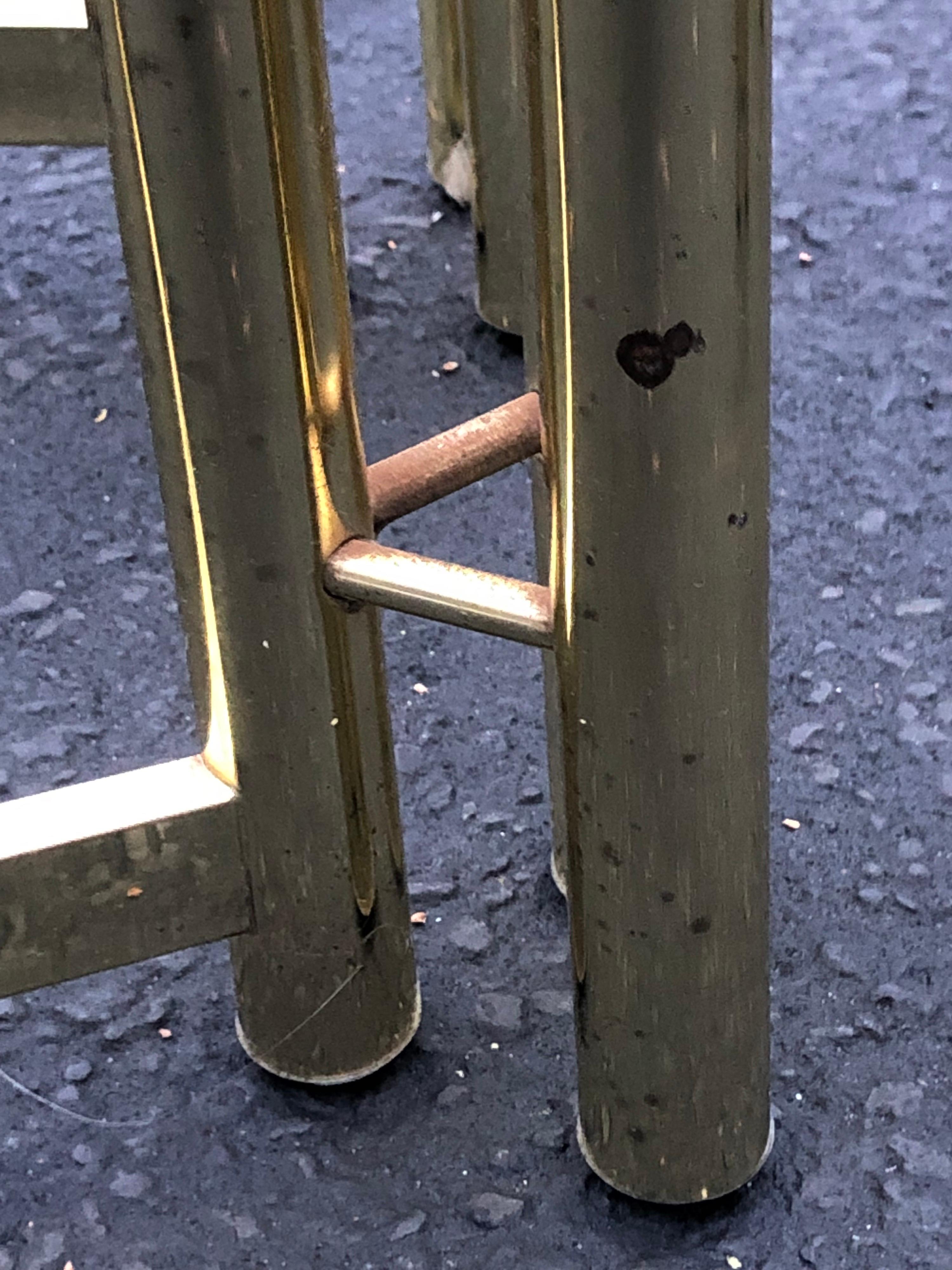 Pair of Oval Brass and Glass Side Tables-2 8