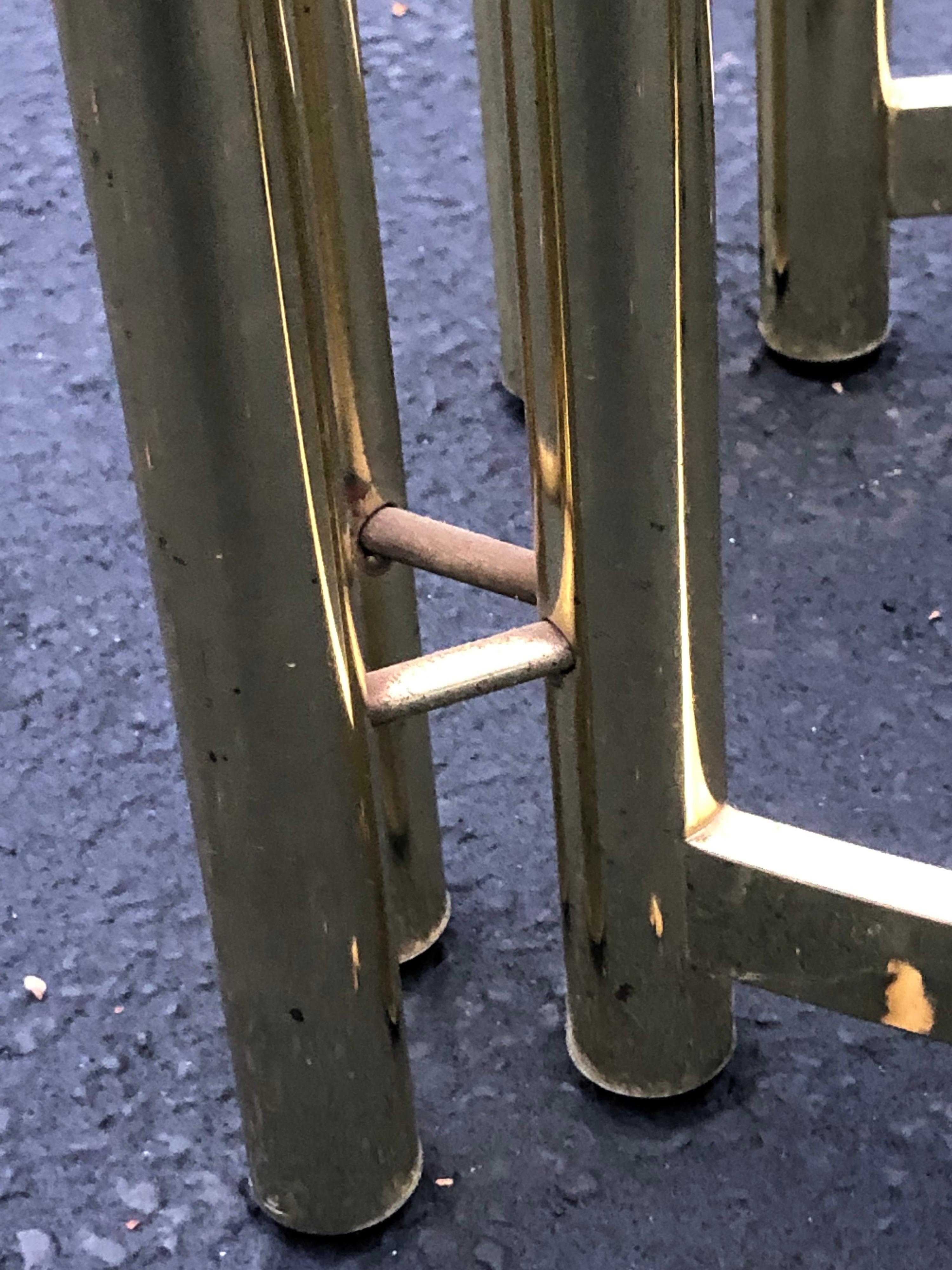 Pair of Oval Brass and Glass Side Tables-2 For Sale 9