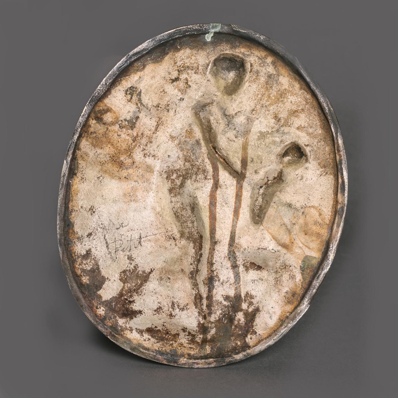 Bronze Paire de reliefs ovales en bronze d'après Clodion en vente
