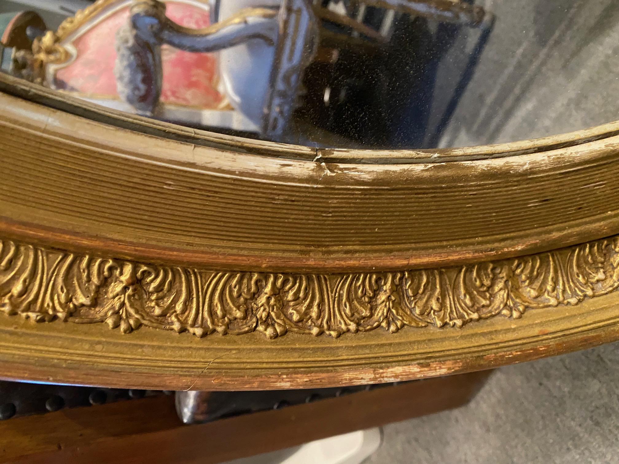 Pair of Oval English Gold Leaf Mirror For Sale 5