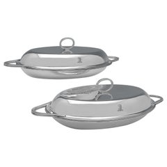 Paire de plats à dîner ovales anglais en argent sterling, Londres 1930