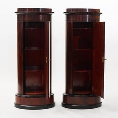 Pair of Oval Late Empire Pedestal Cabinets, Copenhagen, 1820-1830