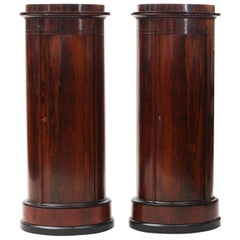 Pair of Oval Late Empire Pedestal Cabinets, Copenhagen, 1820-1830