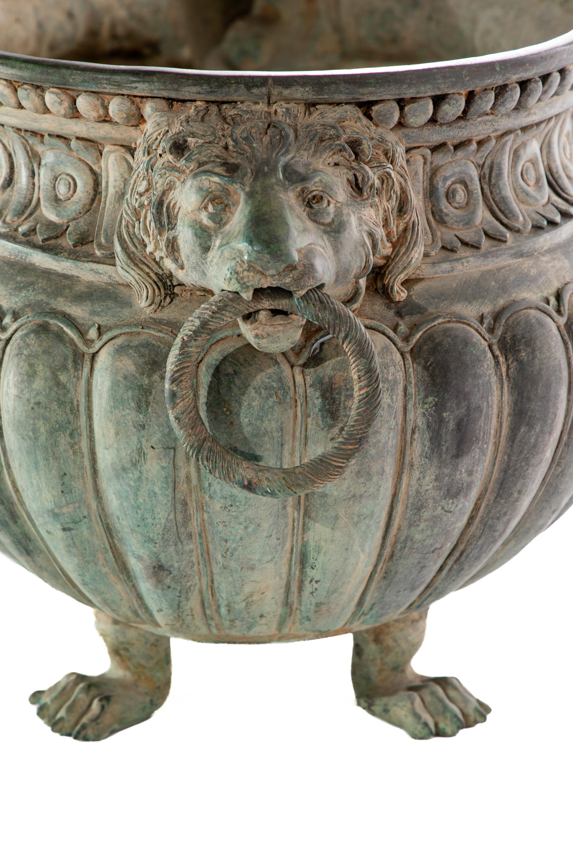 19th Century Pair of Oval Monumental Bronze Planters For Sale