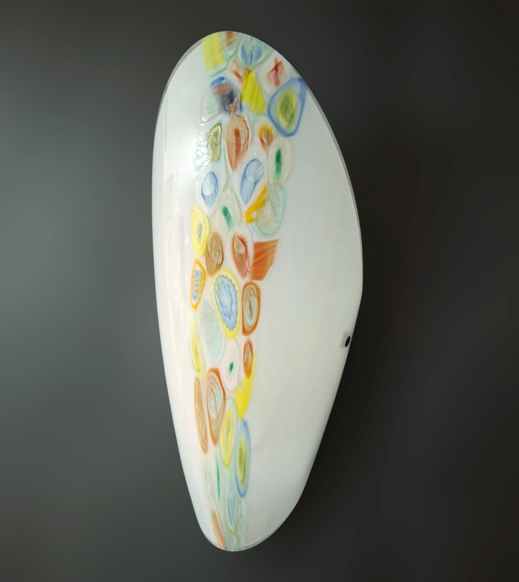 Mid-Century Modern Pair of Oval Murrine Sconces For Sale