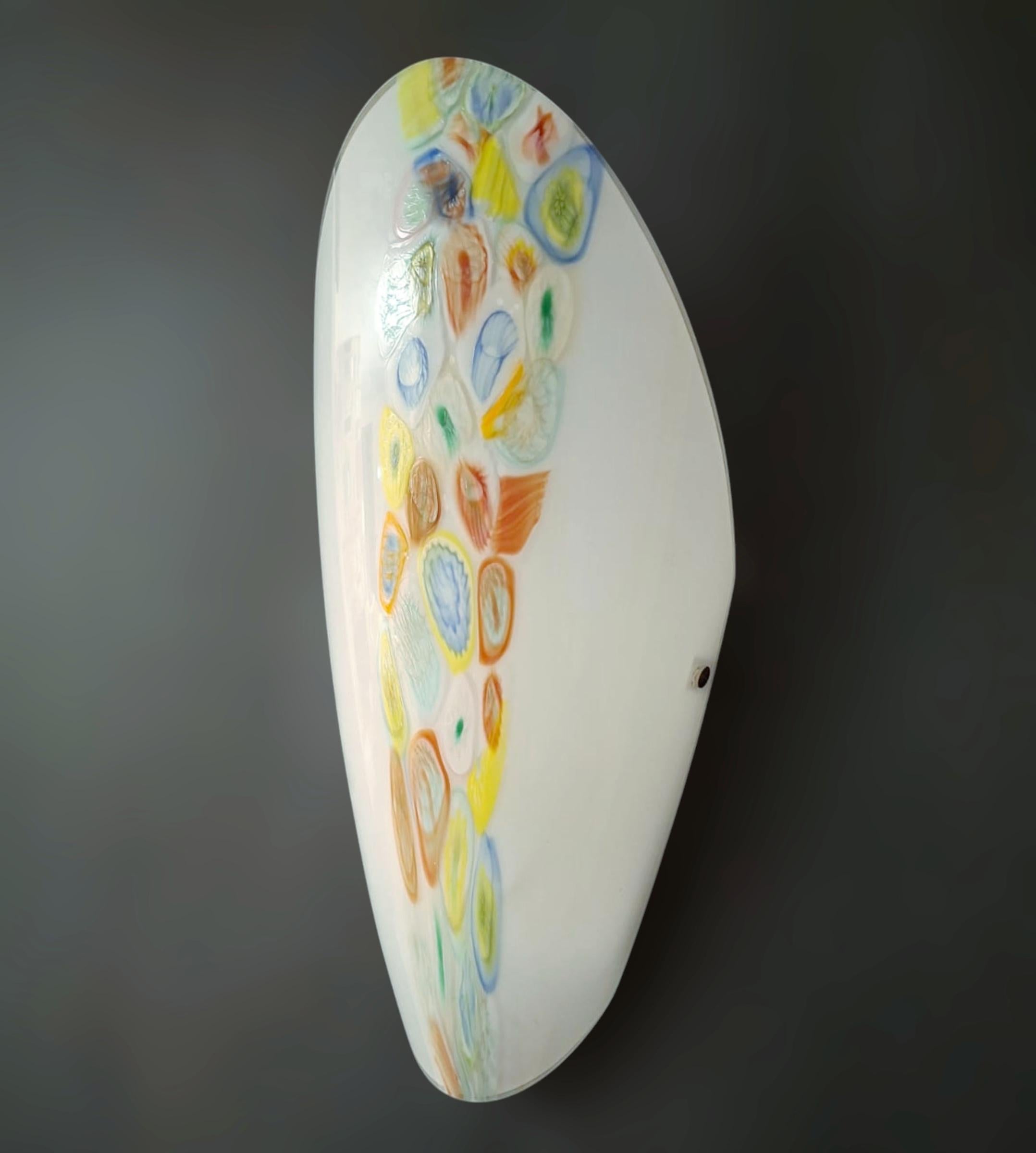 Italian Pair of Oval Murrine Sconces For Sale