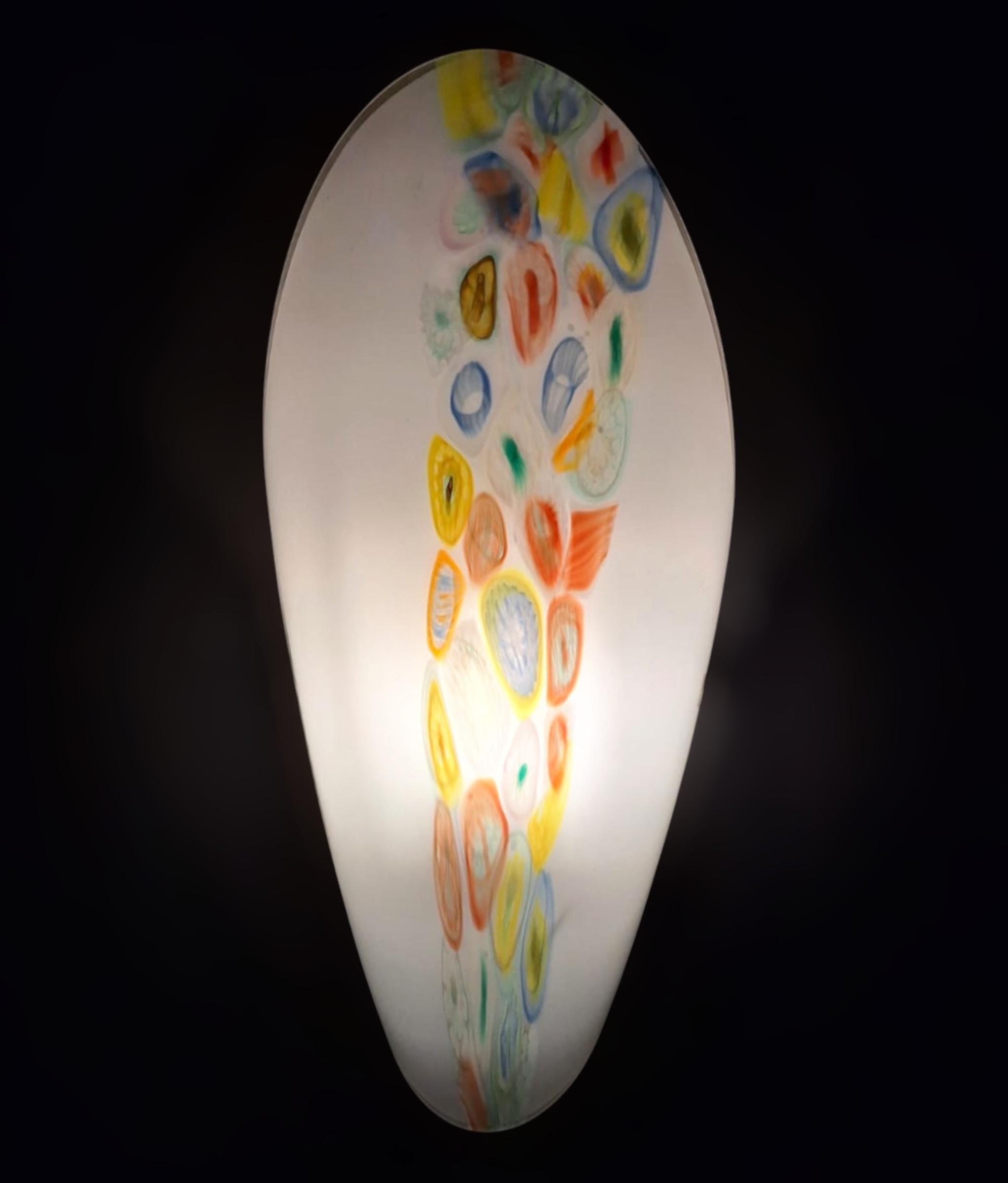 Pair of Oval Murrine Sconces In Good Condition For Sale In Los Angeles, CA