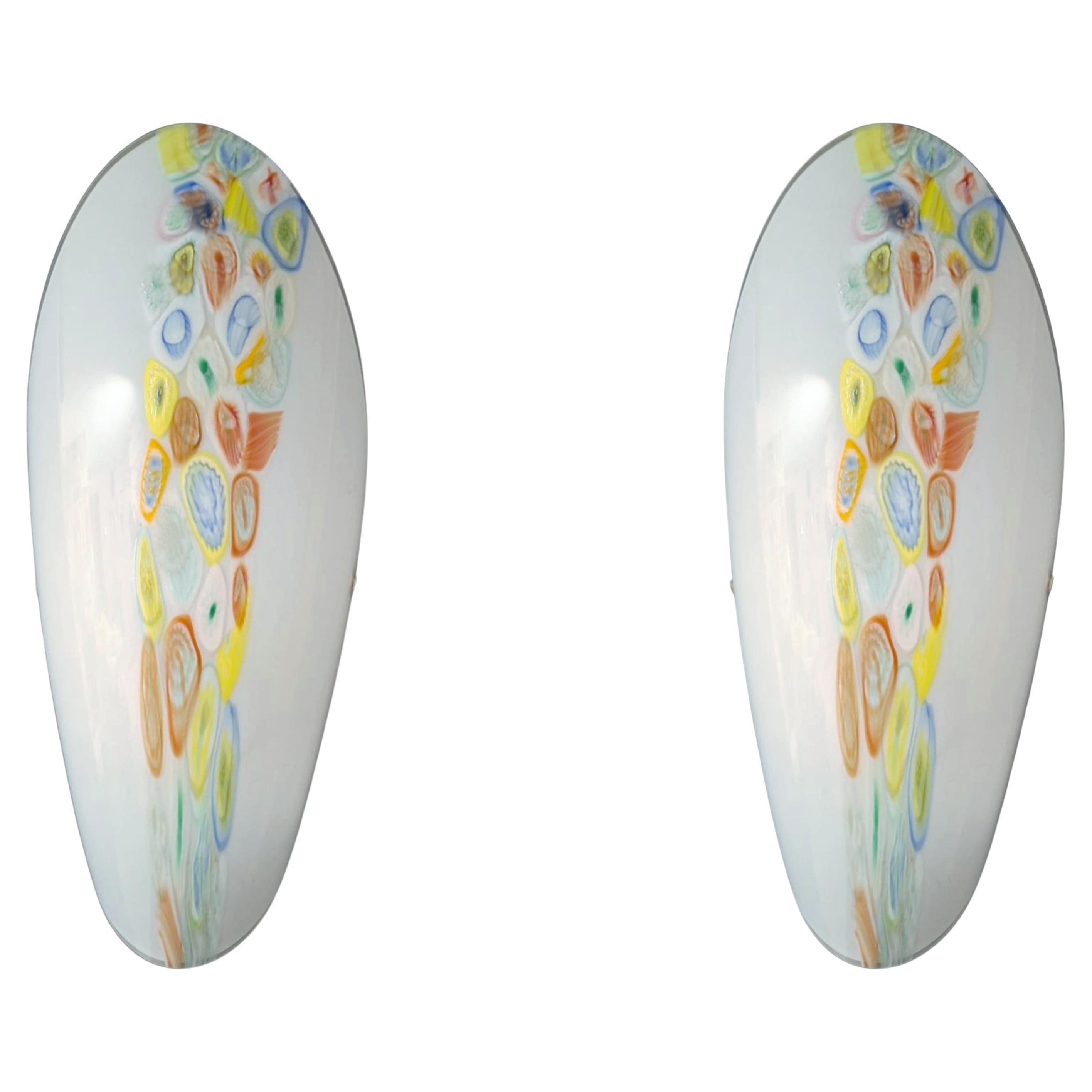 Coppia di lampade ovali a murrine