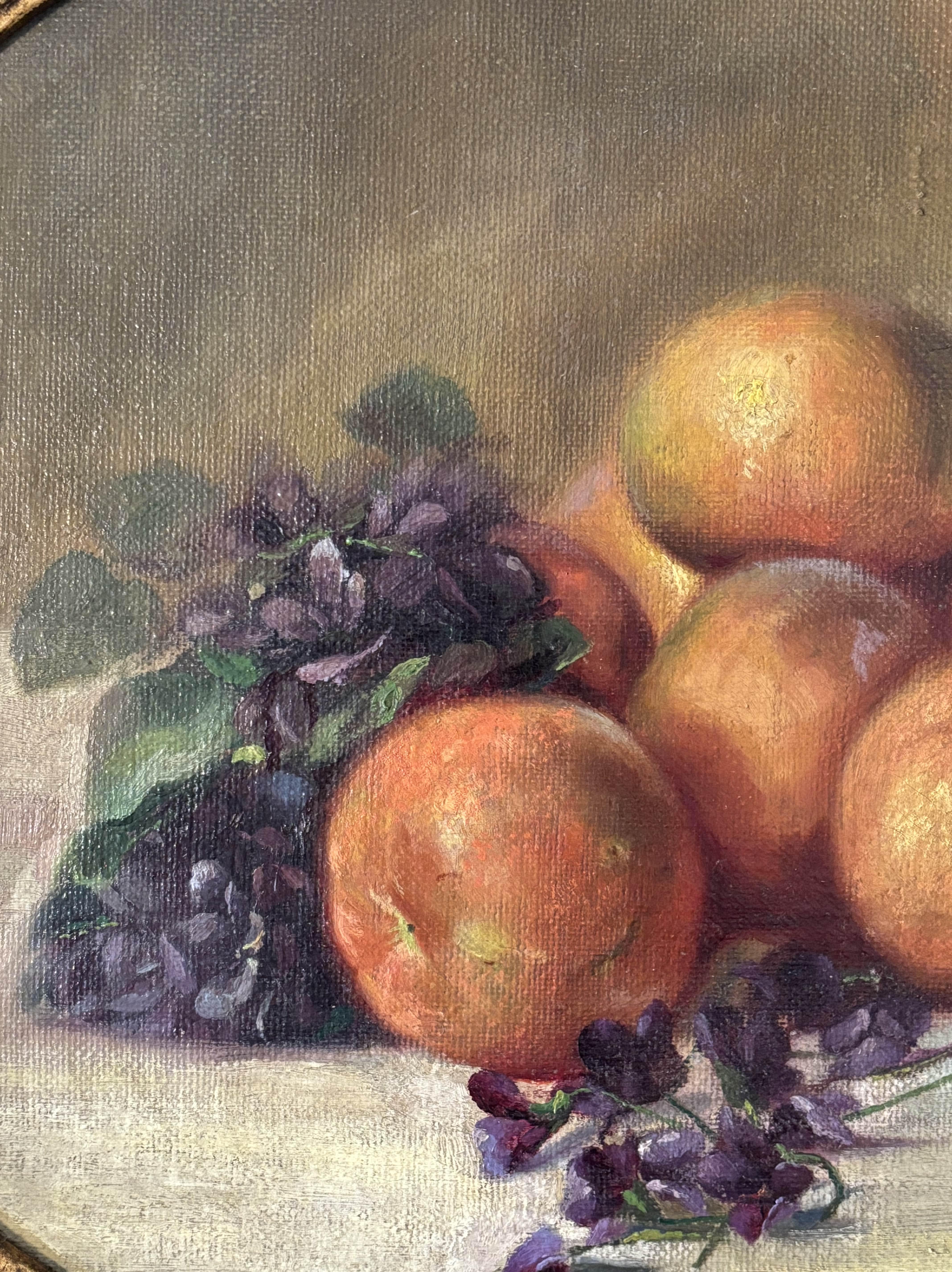 Coppia di oli ovali su tela, nature morte, firmati Piero Galanti, XX secolo. in vendita 4