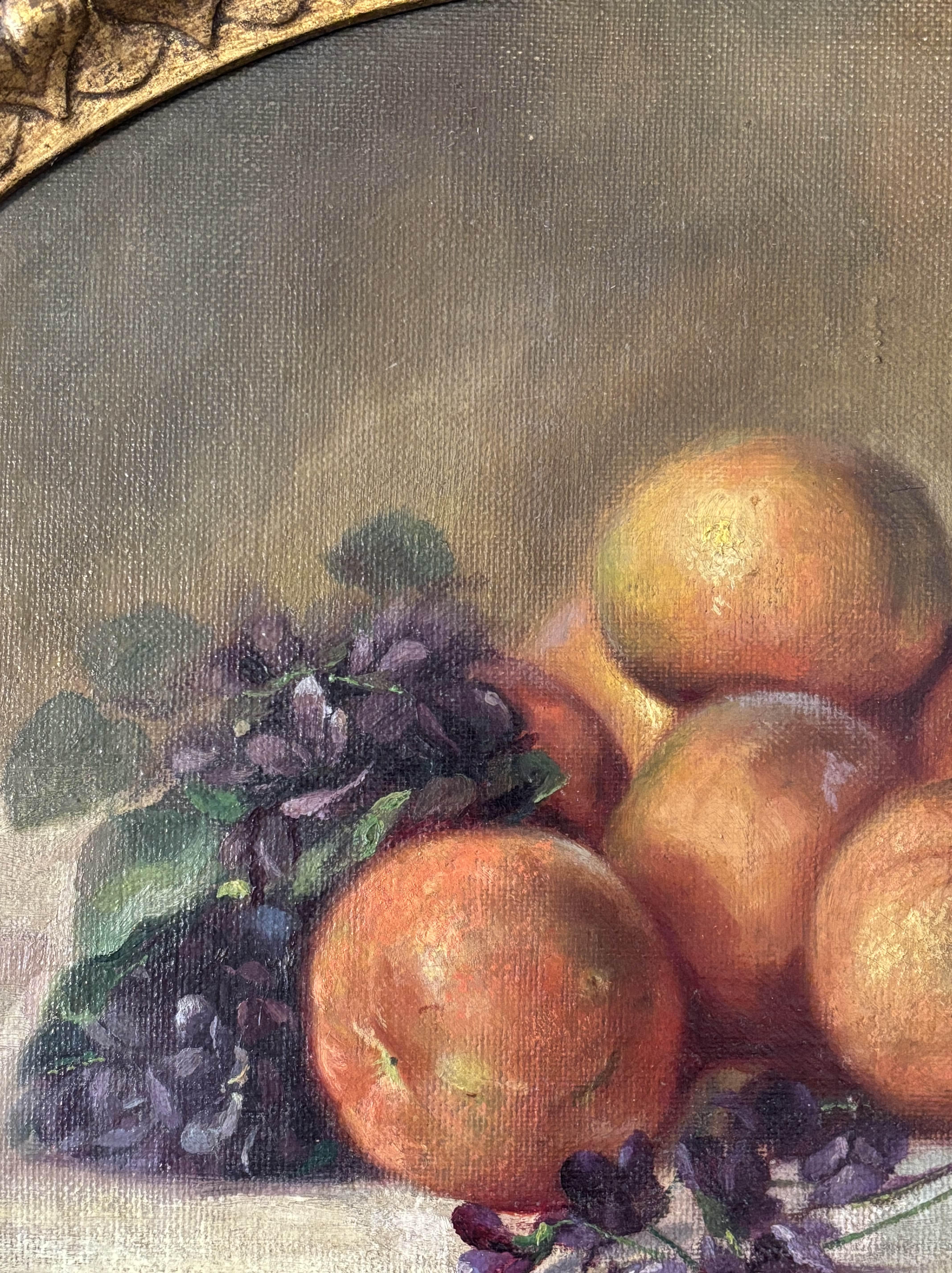 Coppia di oli ovali su tela, nature morte, firmati Piero Galanti, XX secolo. in vendita 3