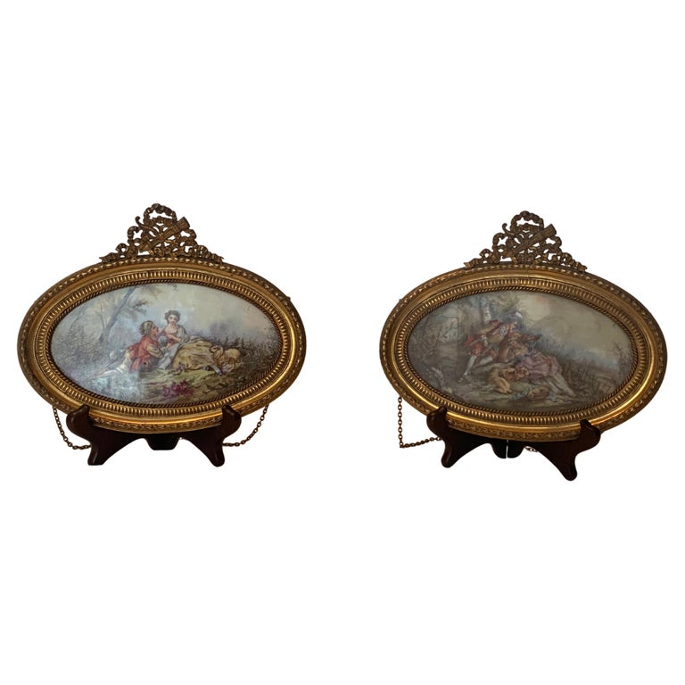 Pair of Oval Porcelain Plaques For Sale