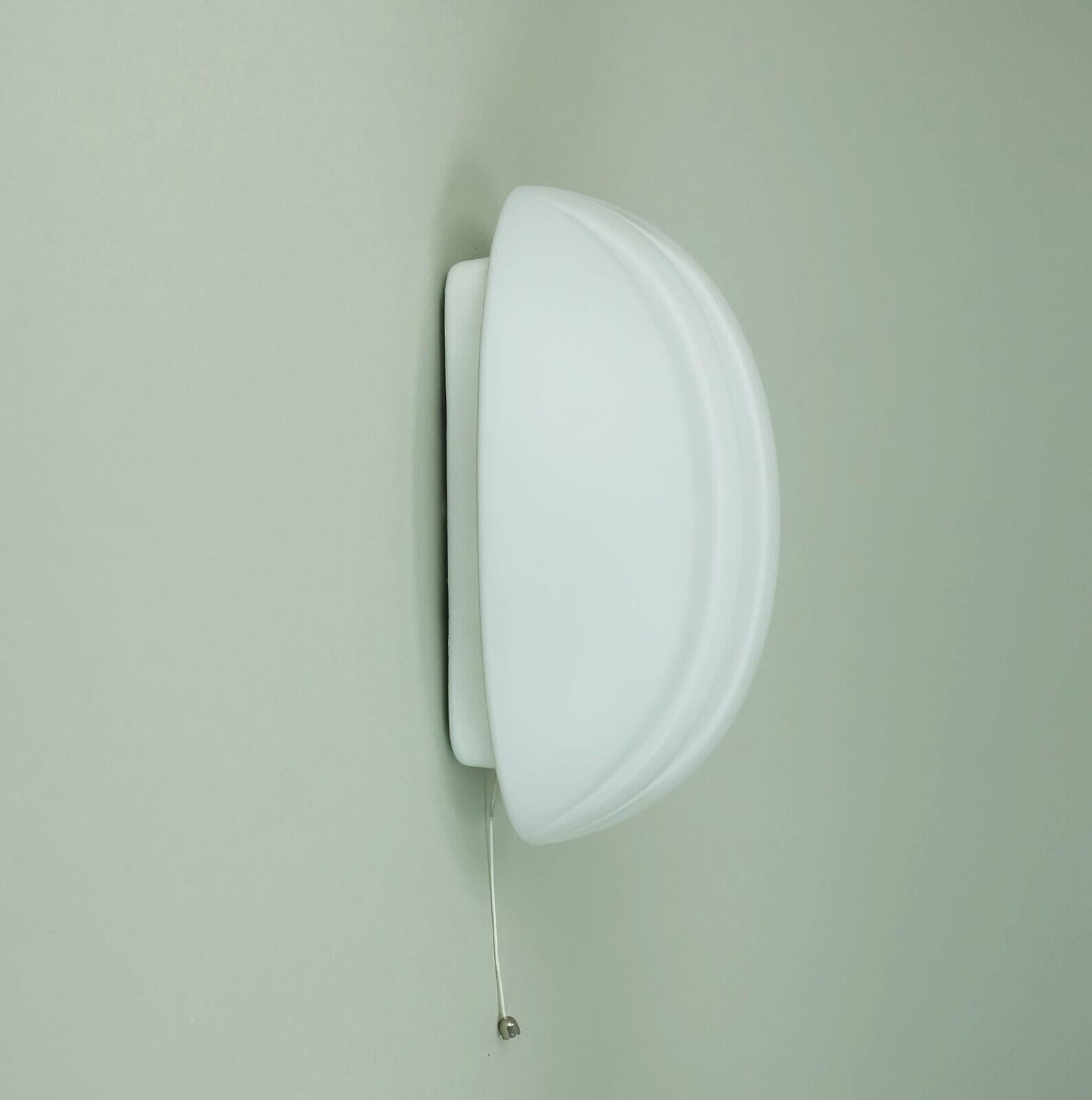 pair of oval putzler SCONCES white glass satin glass 1970s 1980s 1