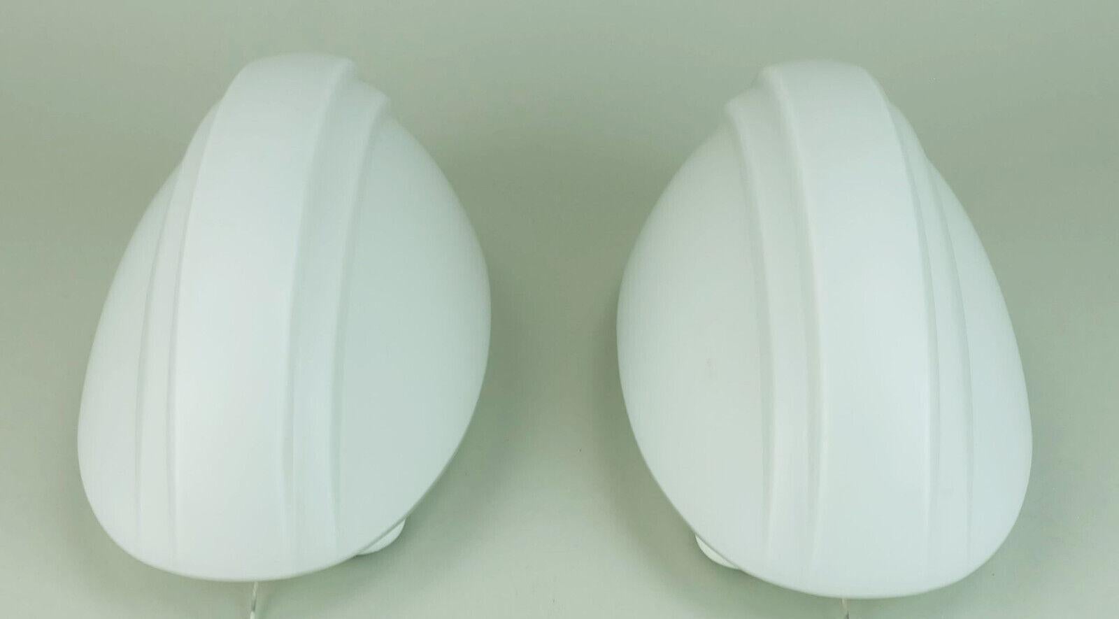 pair of oval putzler SCONCES white glass satin glass 1970s 1980s For Sale 2