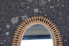 Pair Of Oval Rattan Mirrors By Franco Albini Year 60