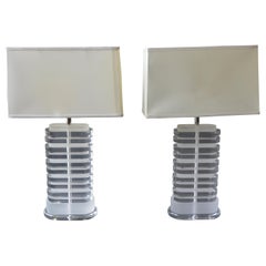 Pair of Oval Shaped Acrylic Lamps