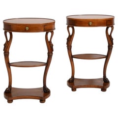 Pair of oval swan side tables, 1900s