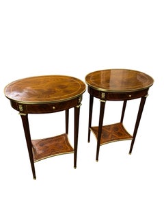 Pair of Oval Top 20th Century English Regency Style Side Tables