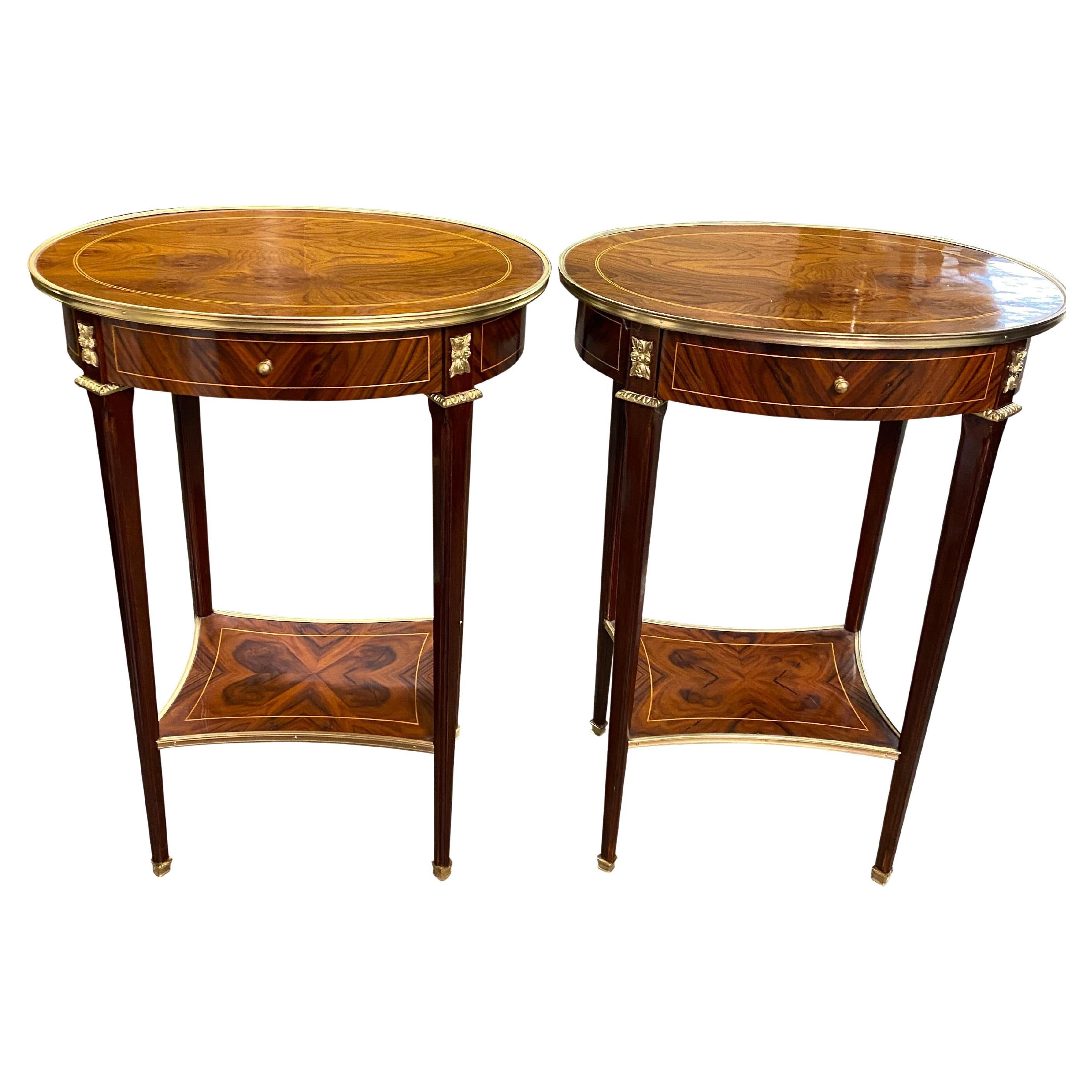Pair of Oval Top 20th Century English Regency Style Side Tables For Sale