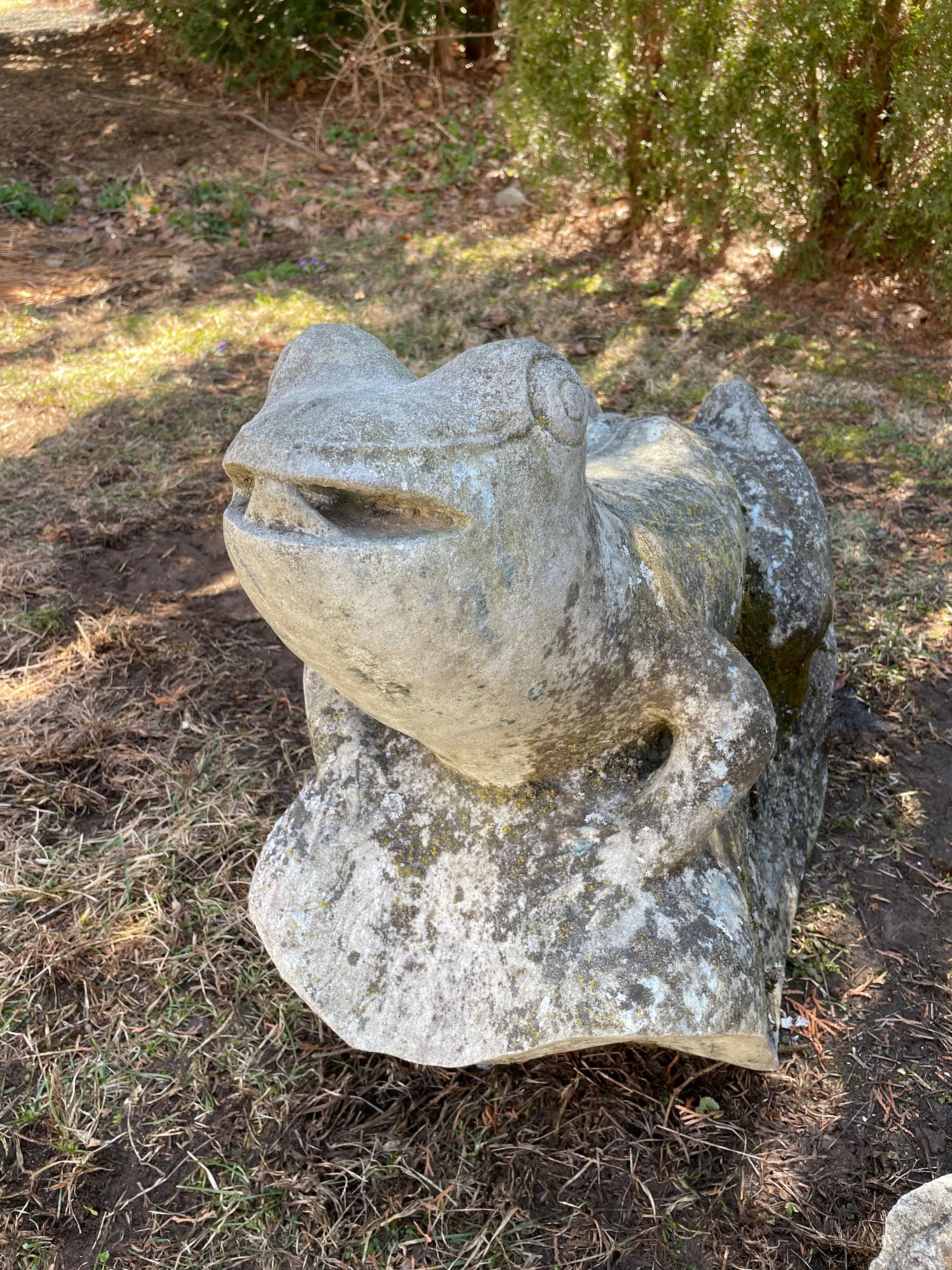 Pair of Over-Scale Carved Stone Frogs from Mercer House, Savannah 4