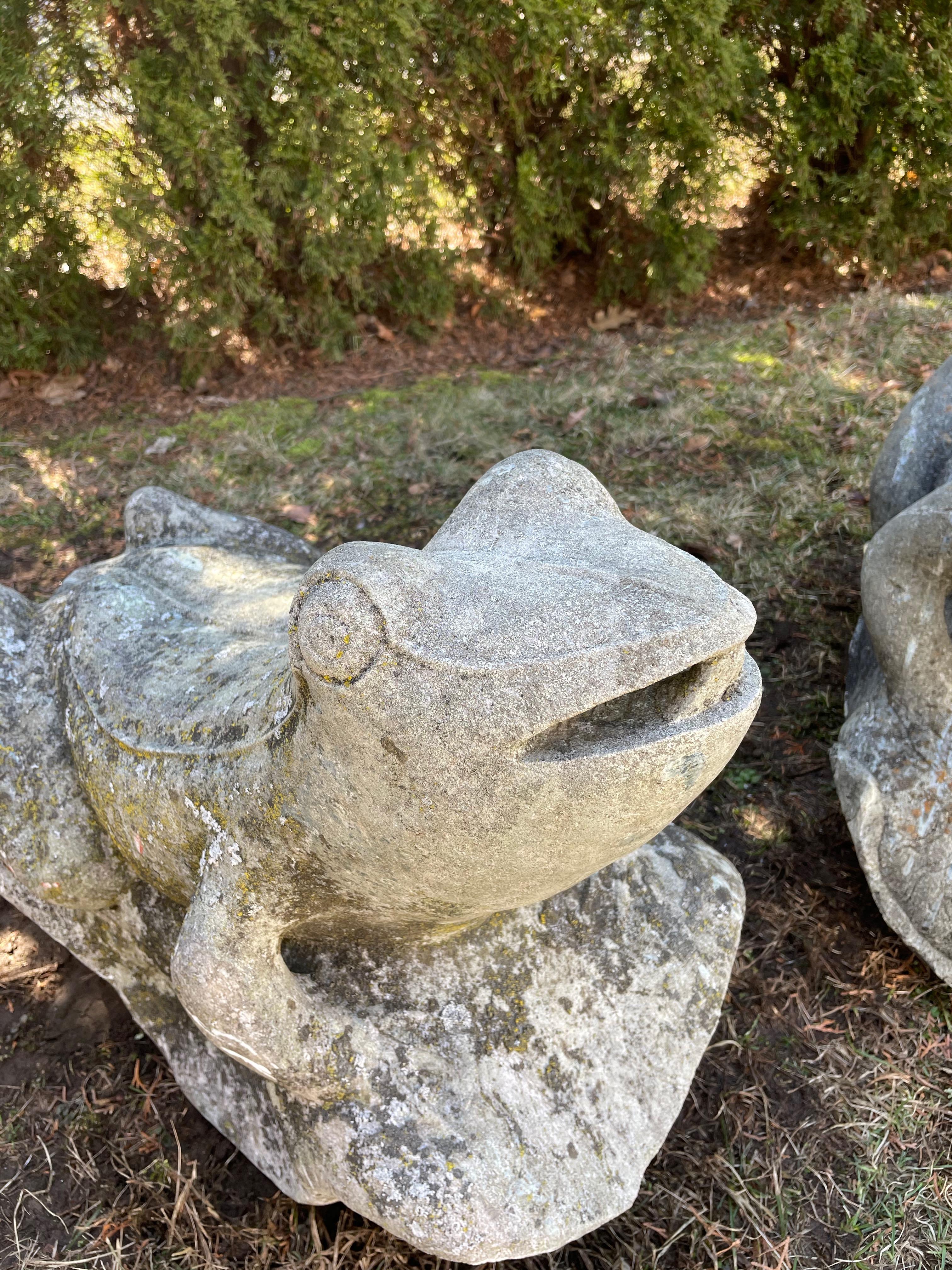 Pair of Over-Scale Carved Stone Frogs from Mercer House, Savannah 5