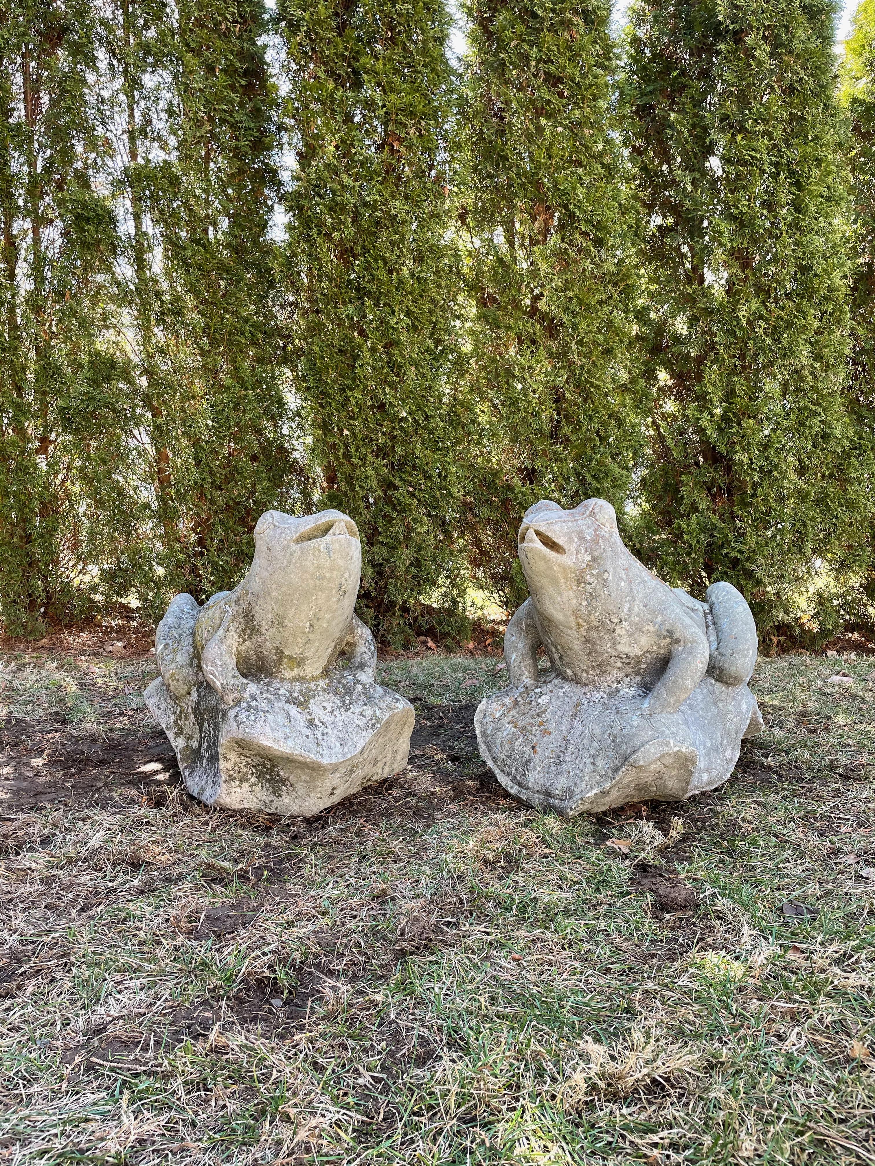 This magnificent pair of heavy carved stone frogs were originally sold at the Sotheby’s Auction of Mercer House, Savannah, GA, the home of the late Jim Williams. Made famous in the book and movie, “Midnight in the Garden of Good and Evil,” we think