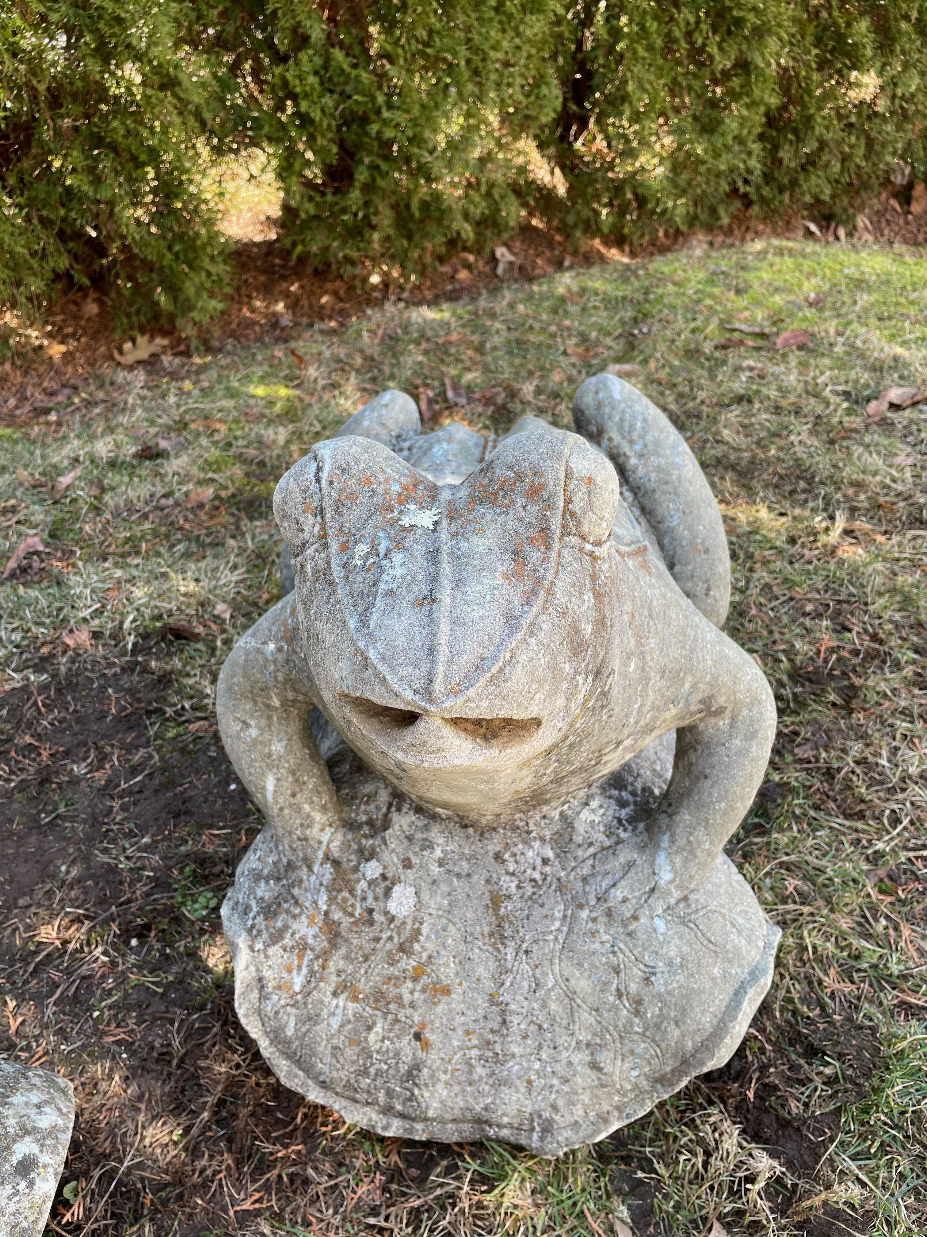 Pair of Over-Scale Carved Stone Frogs from Mercer House, Savannah 2