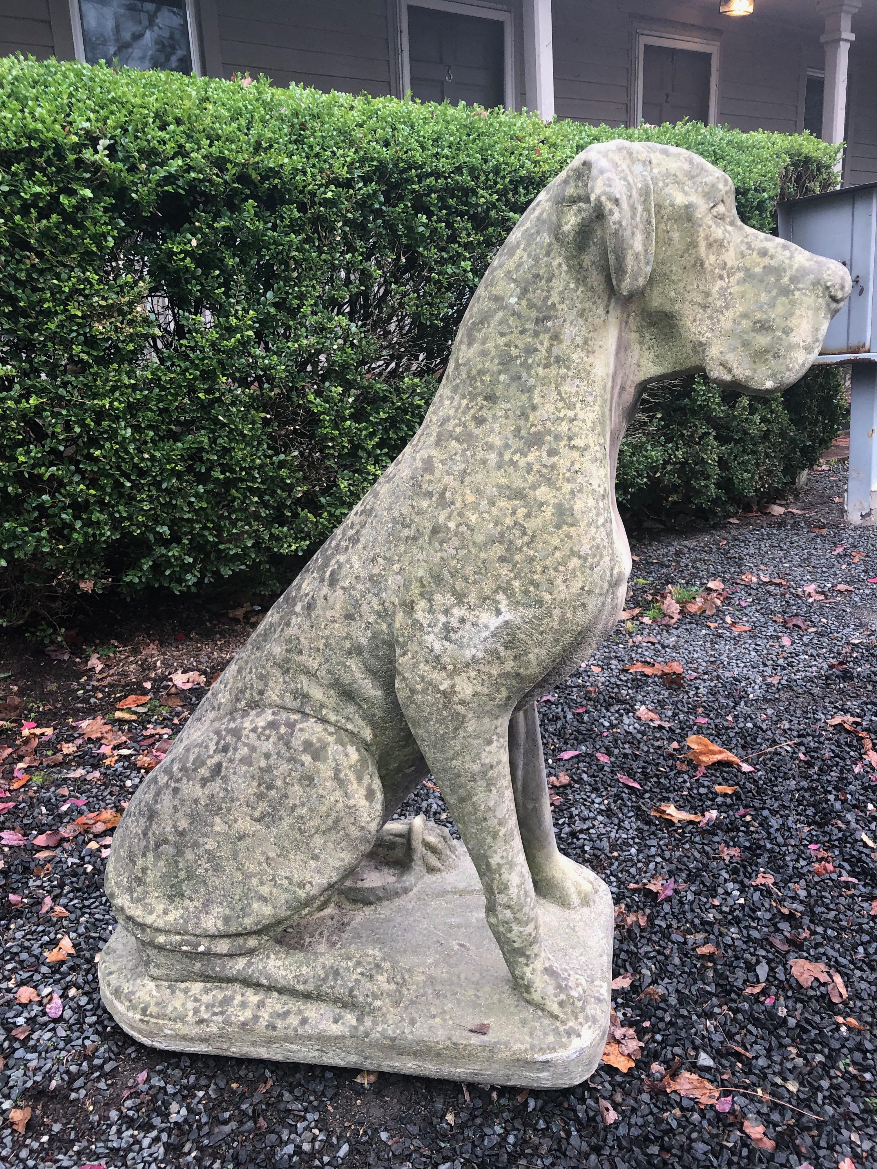 Paar übergroßer englischer Doggenhunde aus Steinguss mit hervorragender Patina im Zustand „Gut“ in Woodbury, CT