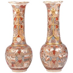 Pair of Over-Sized Japanese Satsuma Vases