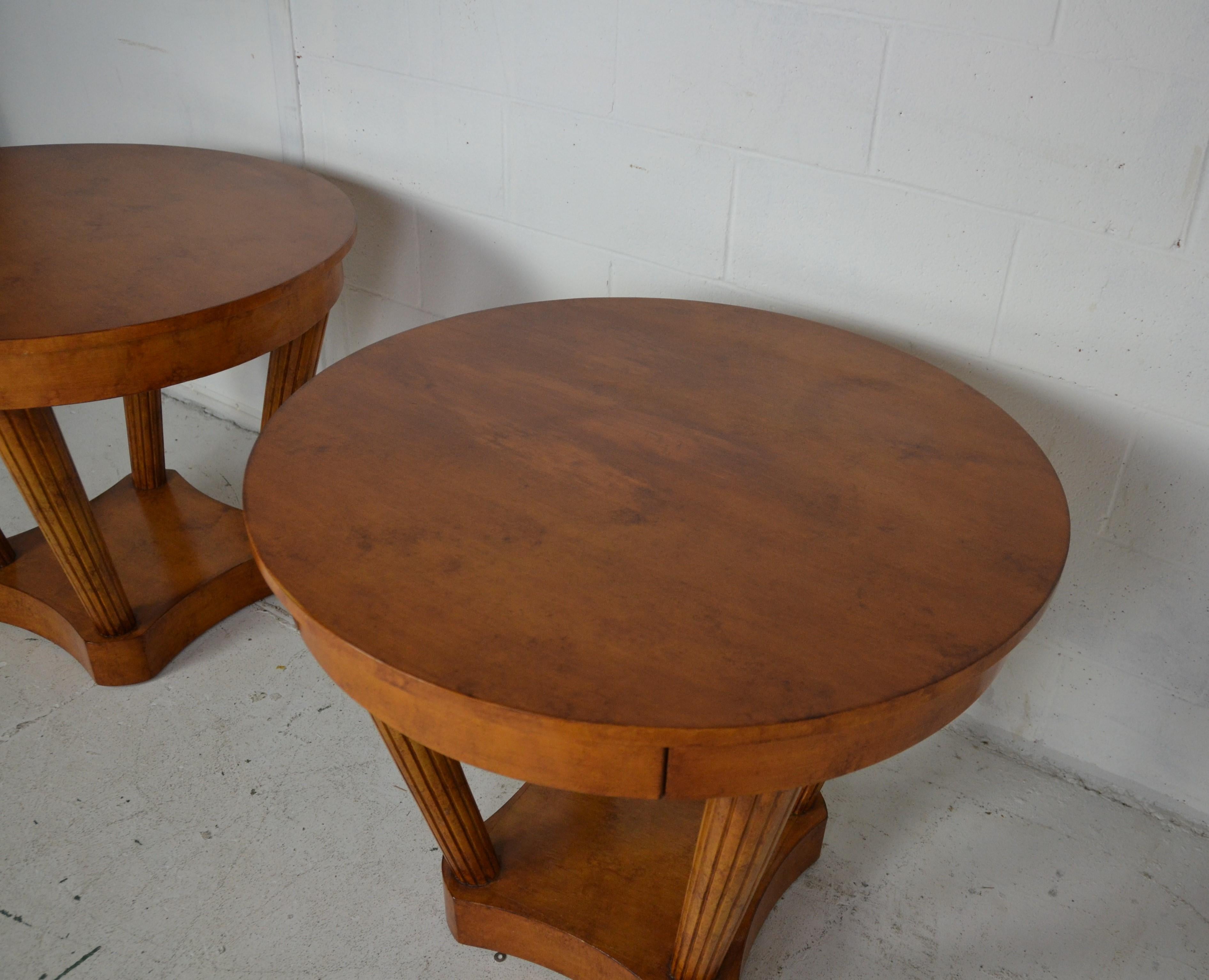 Pair of Over-Sized Round End Tables In Good Condition In Pomona, CA