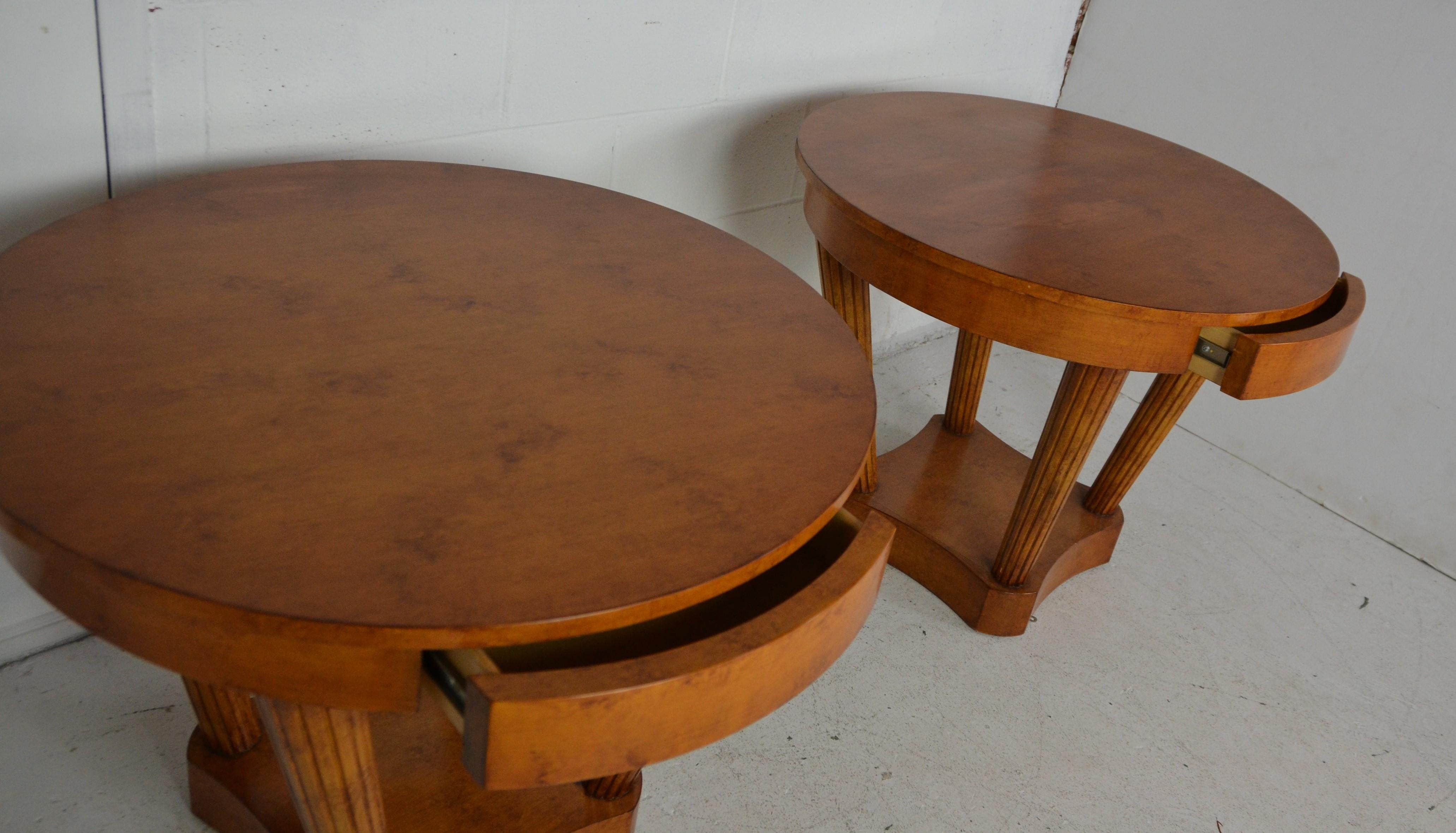 20th Century Pair of Over-Sized Round End Tables